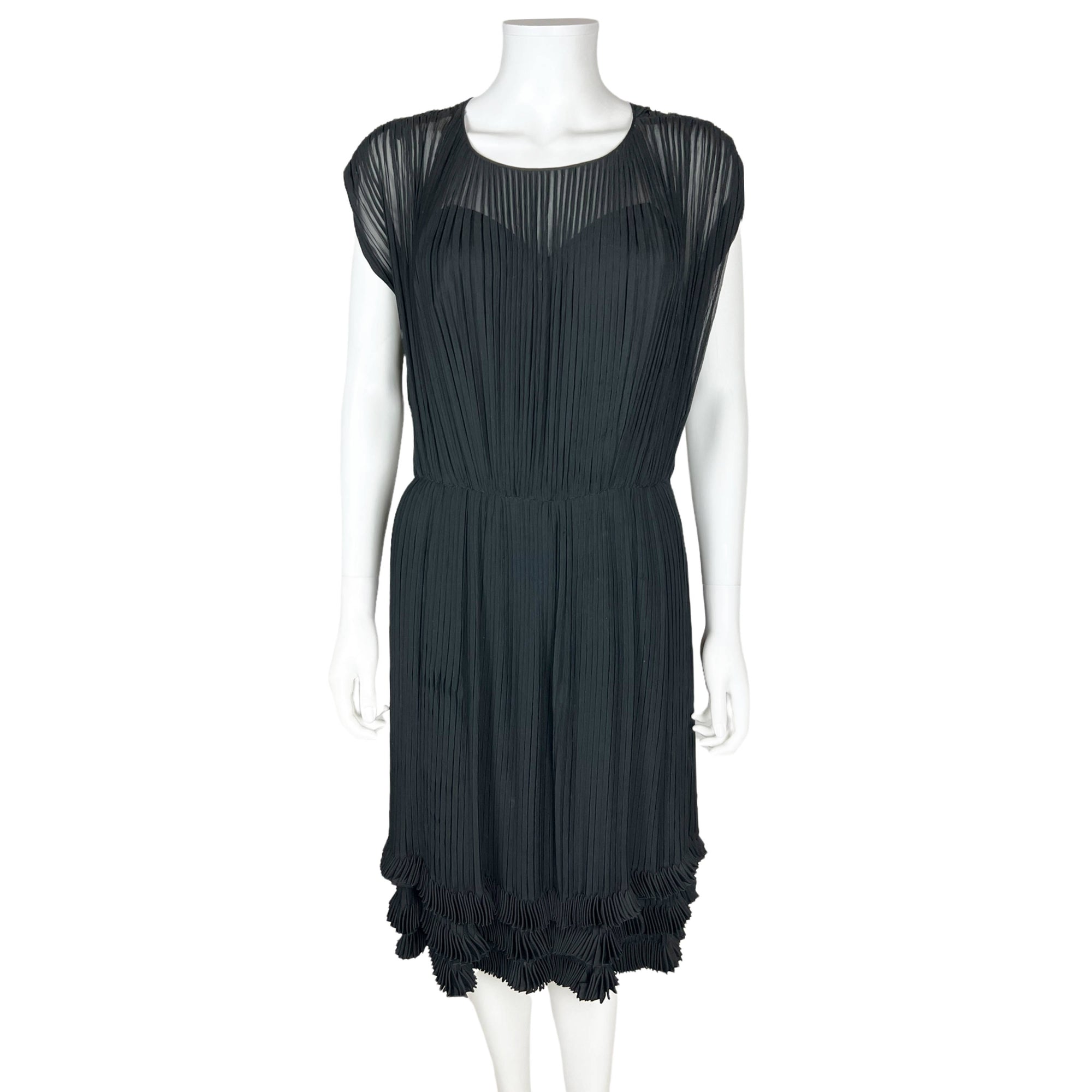Vintage 1950s 60s Chiffon Dress Pleated Black Silk Size M – Poppy's Vintage Clothing