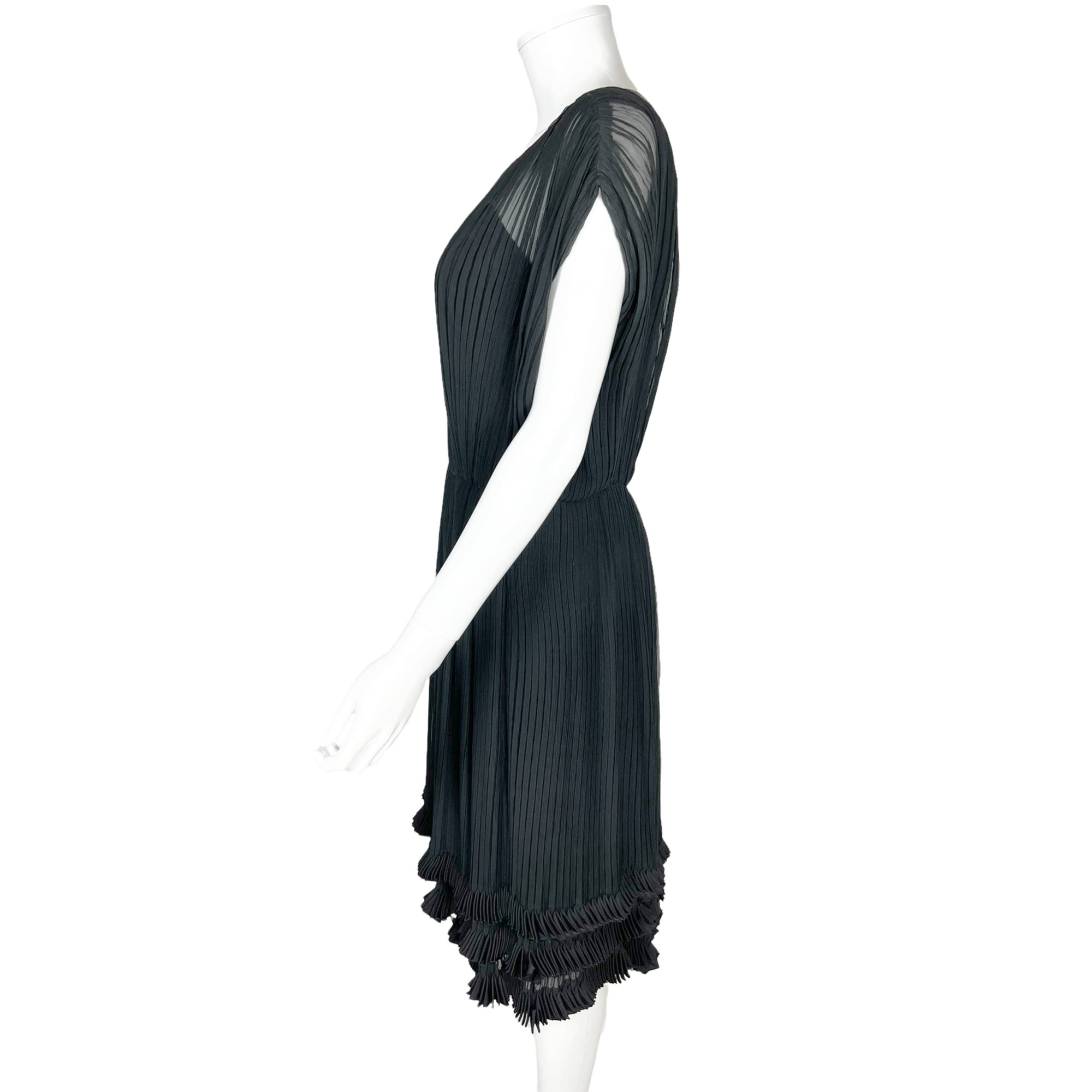 Vintage 1950s 60s Chiffon Dress Pleated Black Silk Size M – Poppy's Vintage Clothing