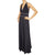 Vintage 1970s Disco Dress Black Polyester w Crisscross Silver Back Straps Size M - Poppy's Vintage Clothing