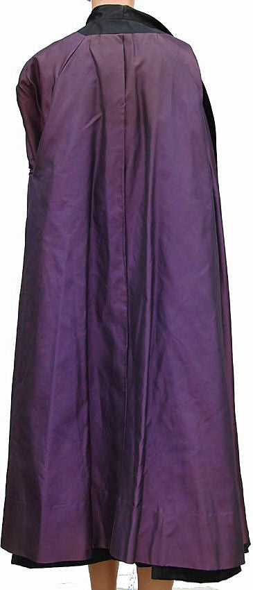 Vintage 1950s Black Silk Coat - Cape Sleeve - Poppy's Vintage Clothing
