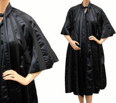 Vintage 1950s Black Silk Coat - Cape Sleeve - Poppy's Vintage Clothing