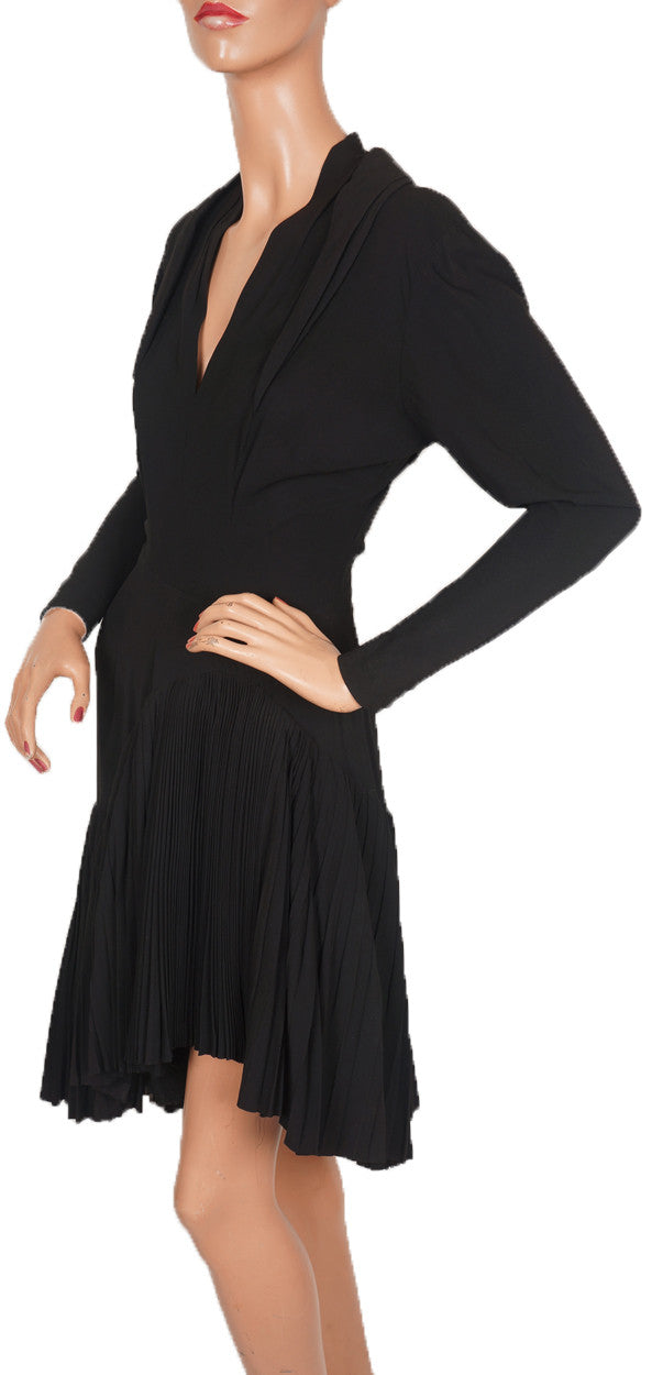 Vintage Couture Cocktail Dress Silk Crepe 1940s Fashion Size S / M - Poppy's Vintage Clothing