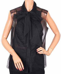 Chanel Paris Sleeveless Blouse Fall/Autumn 2002 Black Polyester Top - Poppy's Vintage Clothing