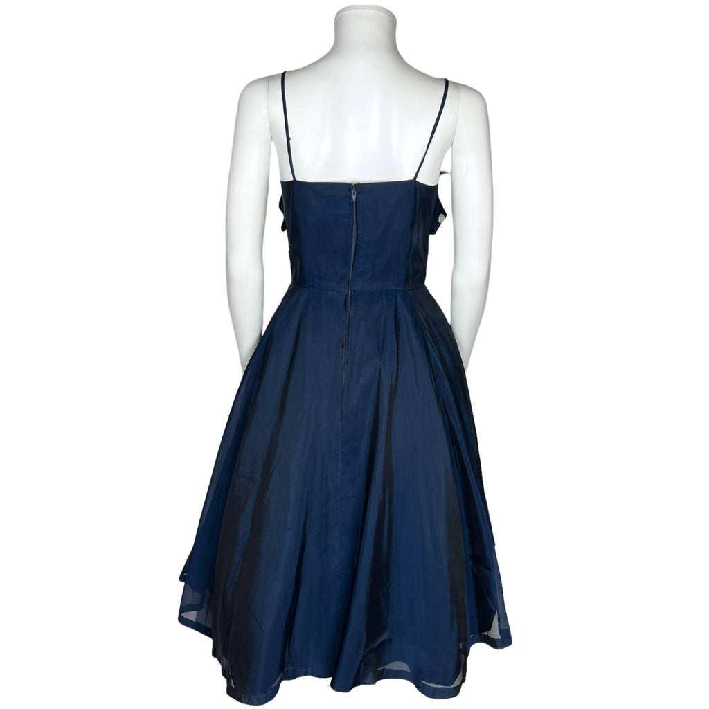 Vintage 50s Party Dress w Spaghetti Straps and Organza Shawl