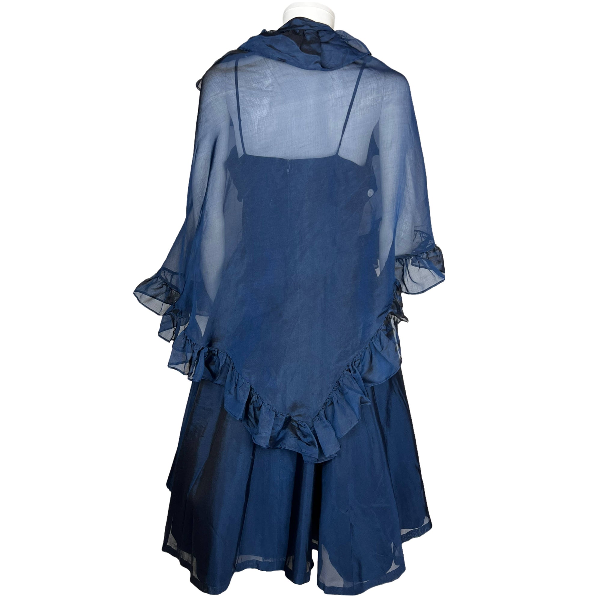 Vintage 50s Party Dress w Spaghetti Straps and Organza Shawl