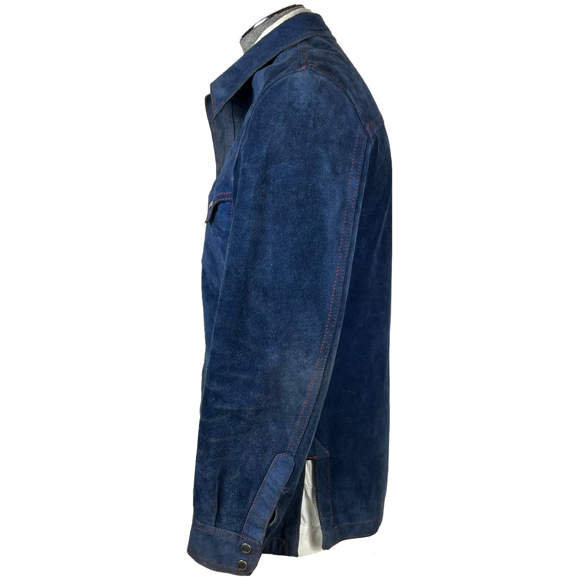 1970s Vintage Reversible Leather Jacket Blue Suede Mens Sz M