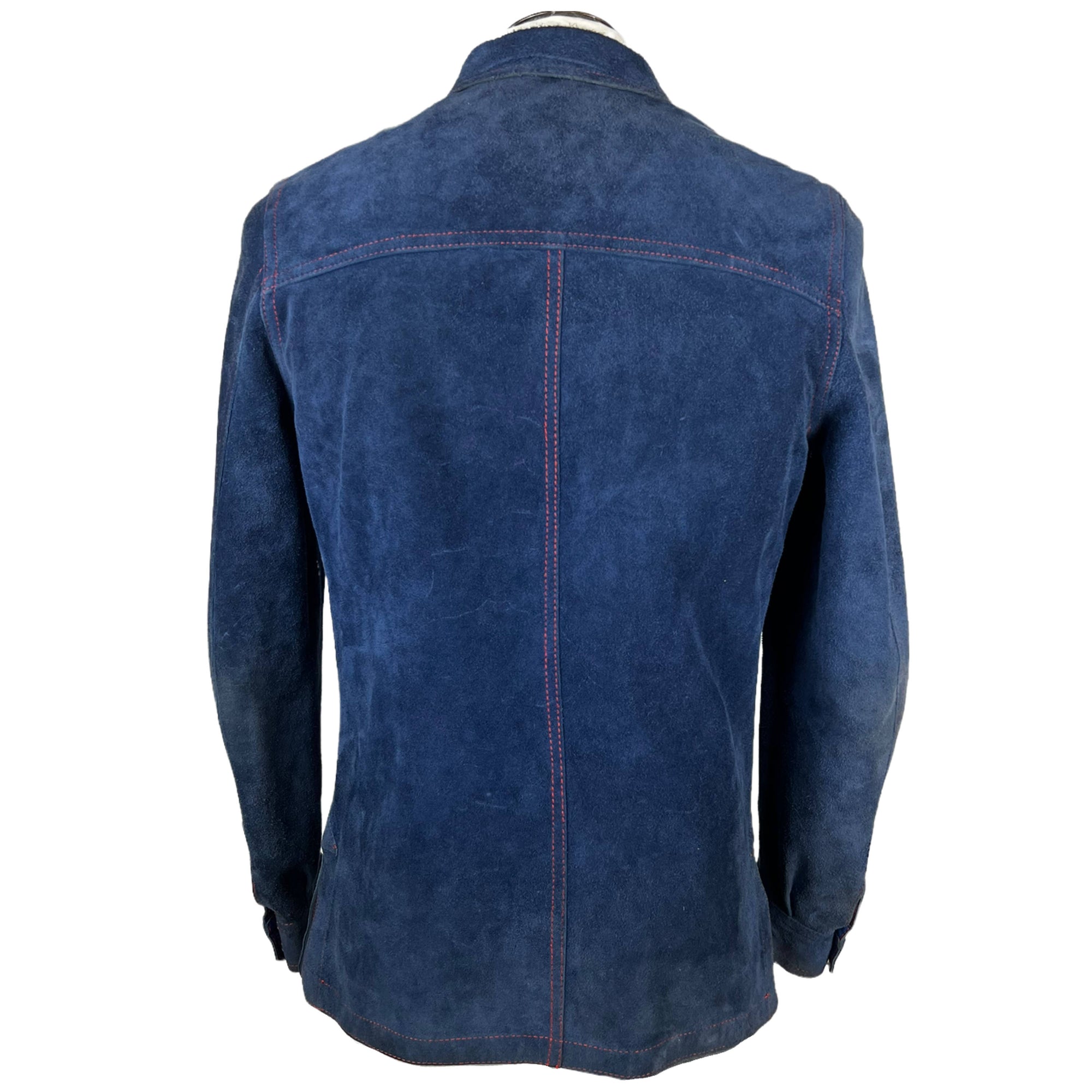 1970s Vintage Reversible Leather Jacket Blue Suede Mens Sz M
