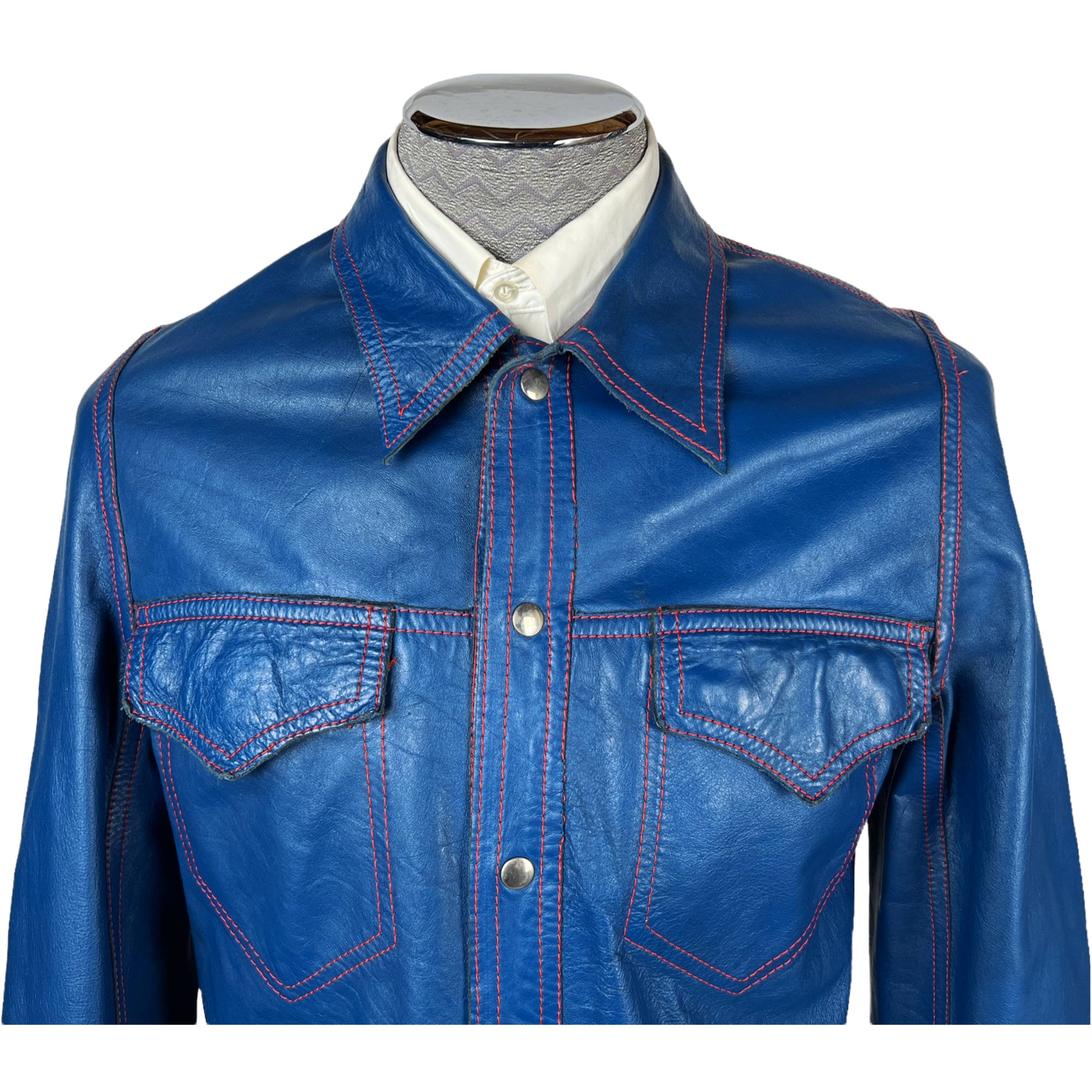 1970s Vintage Reversible Leather Jacket Blue Suede Mens Sz M