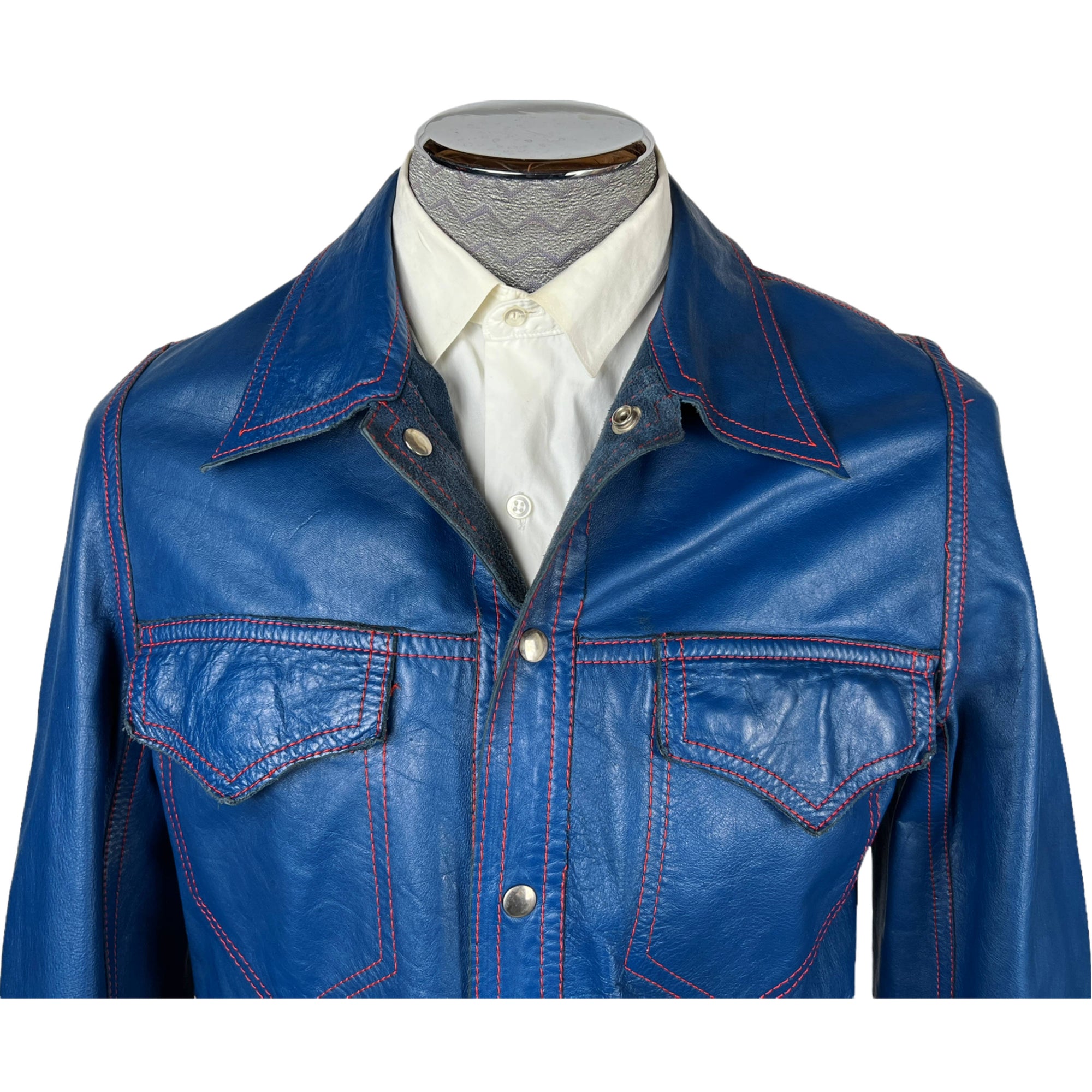 1970s Vintage Reversible Leather Jacket Blue Suede Mens Sz M