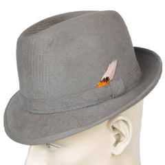 Vintage Borsalino Augusta Fedora Mens Grey Hat Qualita Superiore Sz 6 3/4 Small - Poppy's Vintage Clothing