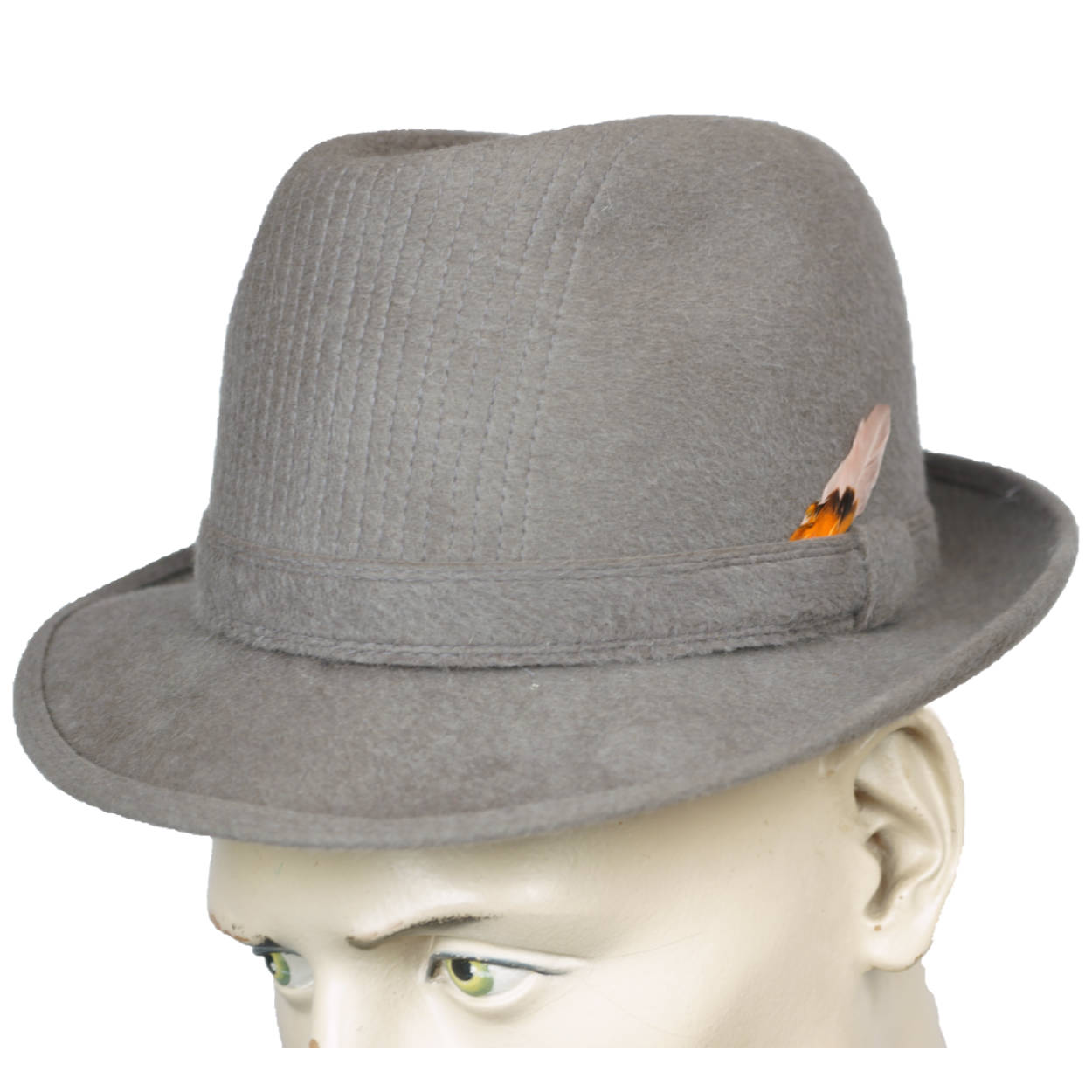 Vintage Borsalino Augusta Fedora Mens Grey Hat Qualita Superiore Sz 6 3/4 Small - Poppy's Vintage Clothing