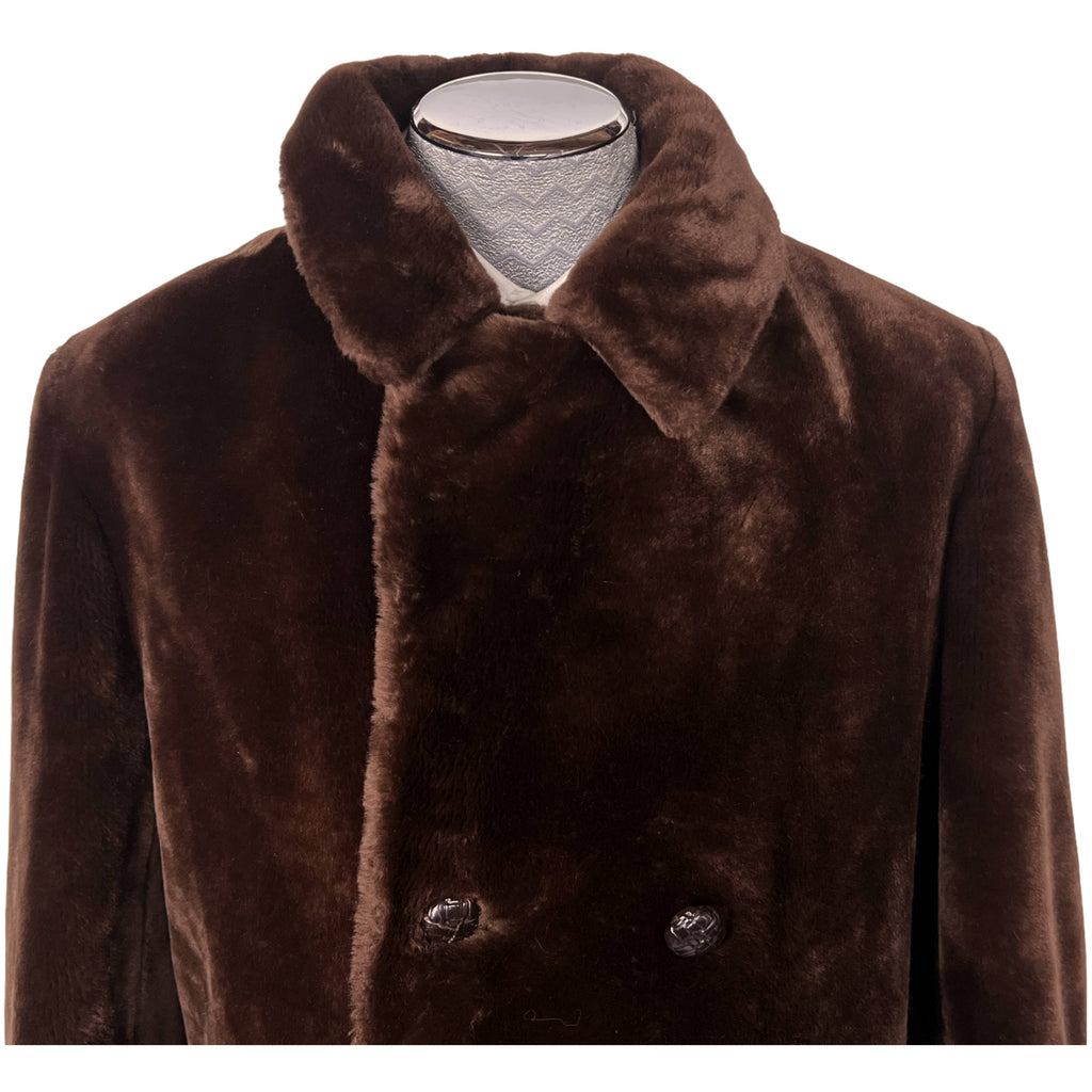 Vintage Faux Fur Overcoat 1960s Borg Alaskan Mens Coat 40 L