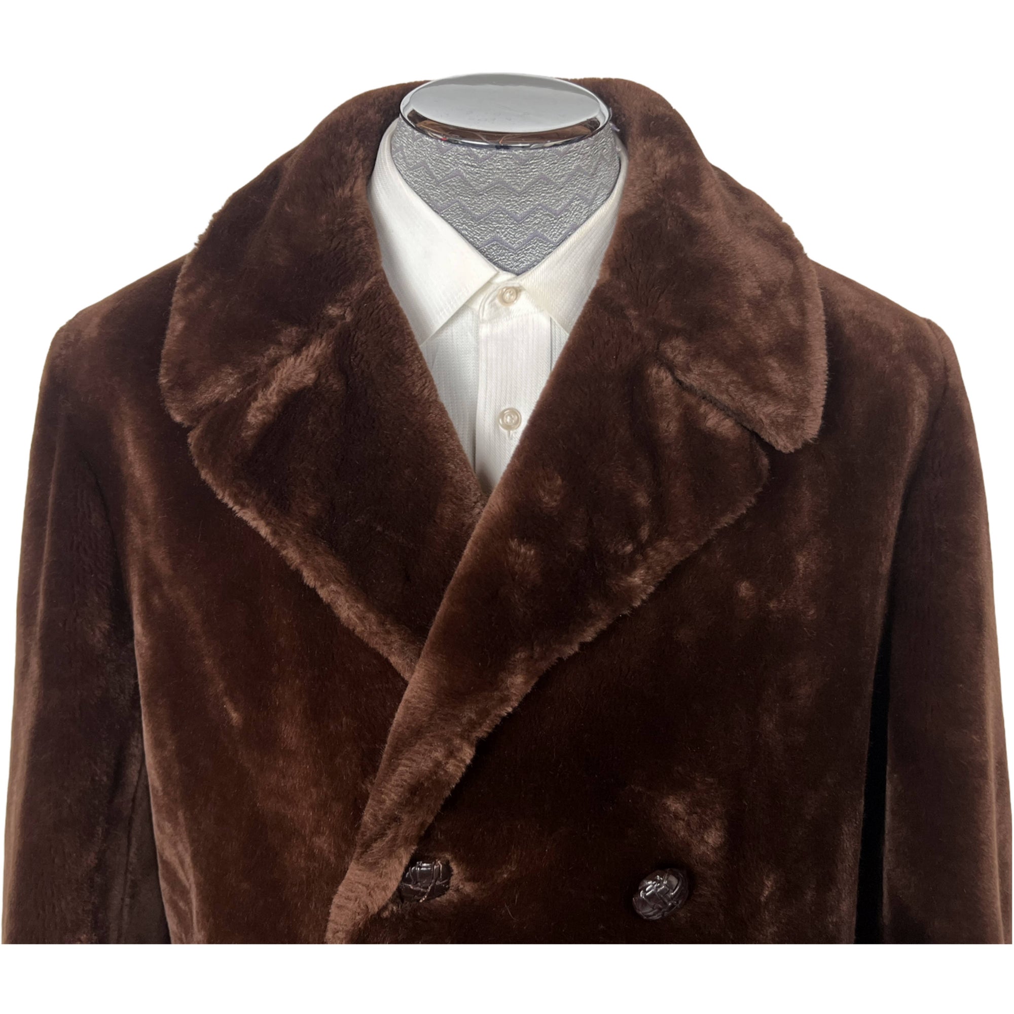 Vintage Faux Fur Overcoat 1960s Borg Alaskan Mens Coat 40 L