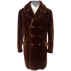 Vintage Faux Fur Overcoat 1960s Borg Alaskan Mens Coat 40 L