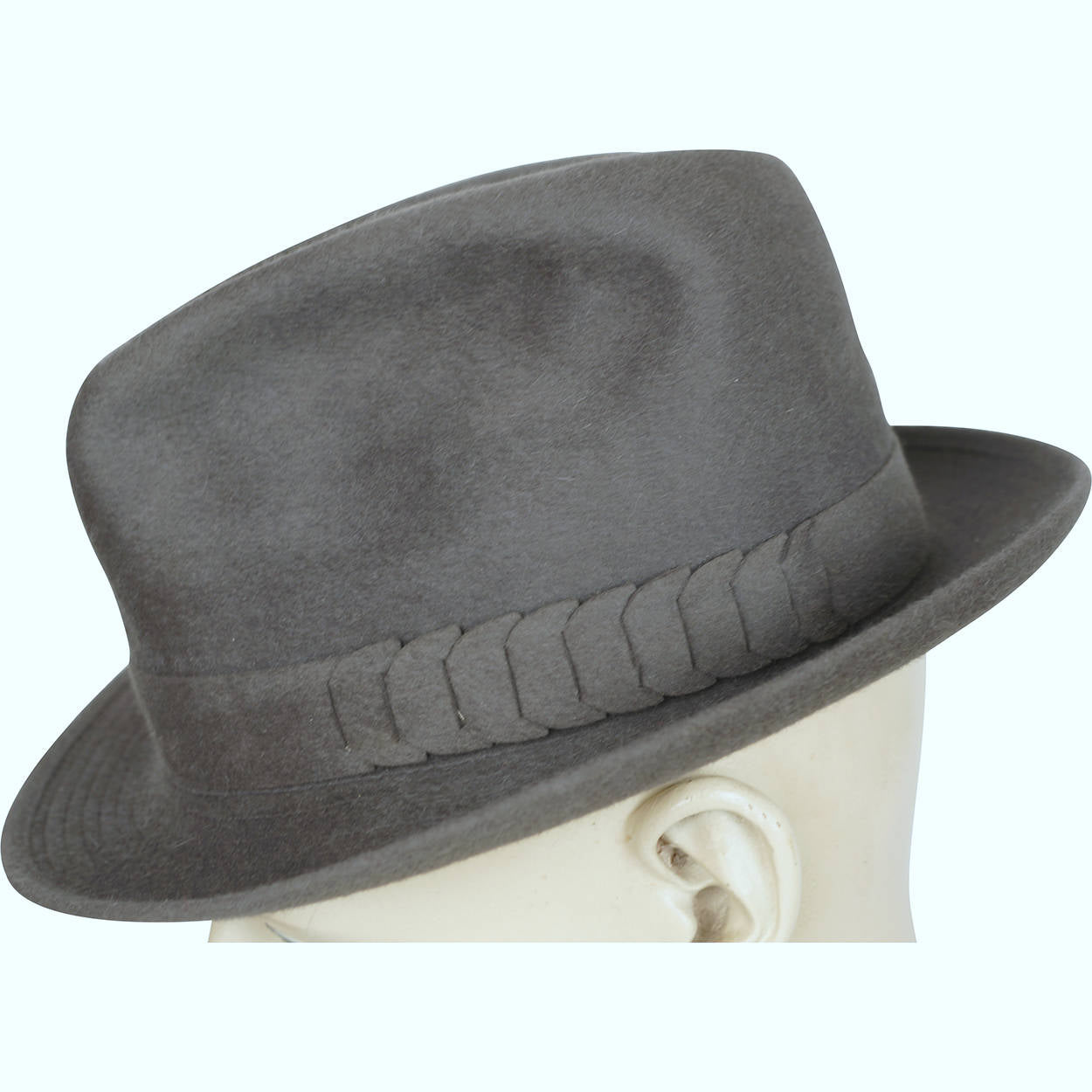 Vintage Borsalino Fedora Mens Grey Plush Finish Hat Qualita Superiore Size 7 1/8 - Poppy's Vintage Clothing