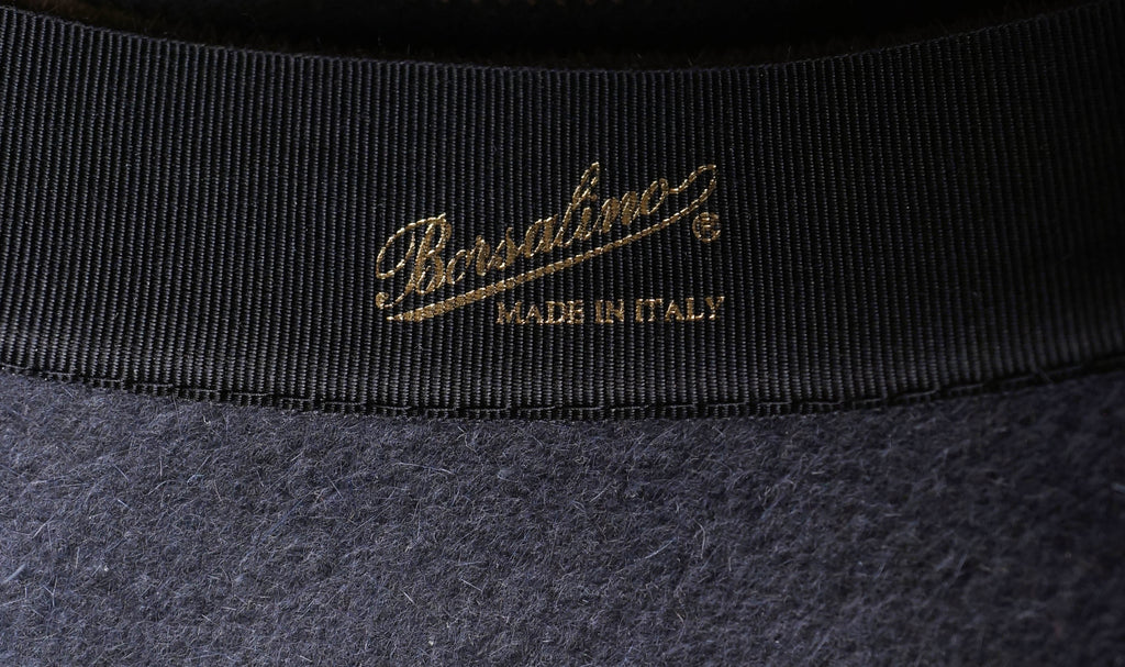 Vintage Borsalino Cloche Hat - Grey with Taupe Stripes Ladies Size 7 - Poppy's Vintage Clothing