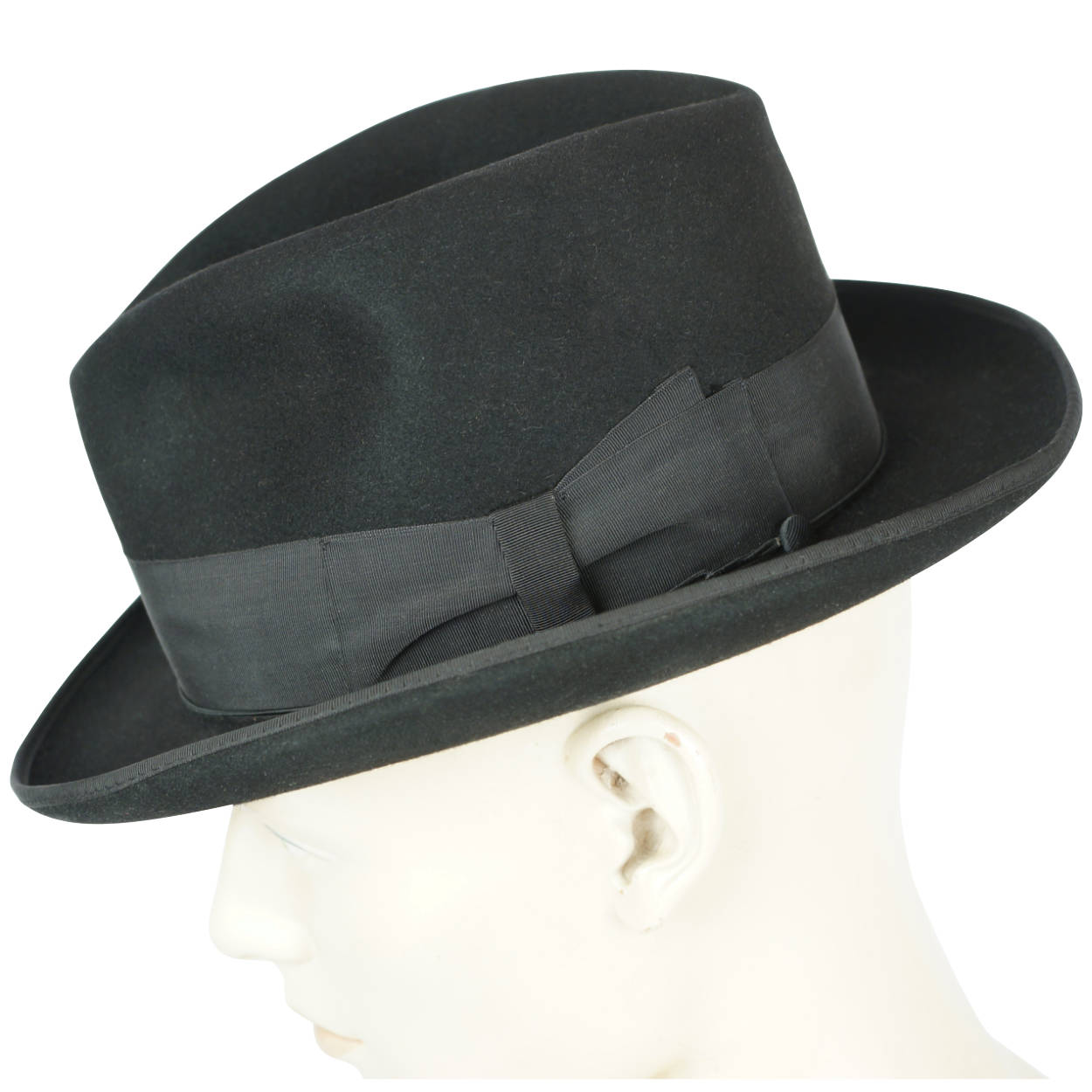 Vintage Borsalino Hat Mens Fedora Homburg Italy Black Size M - Poppy's Vintage Clothing
