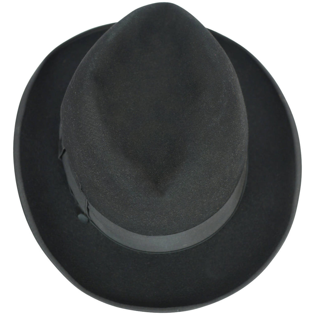 Vintage Borsalino Hat Mens Fedora Homburg Italy Black Size M - Poppy's Vintage Clothing