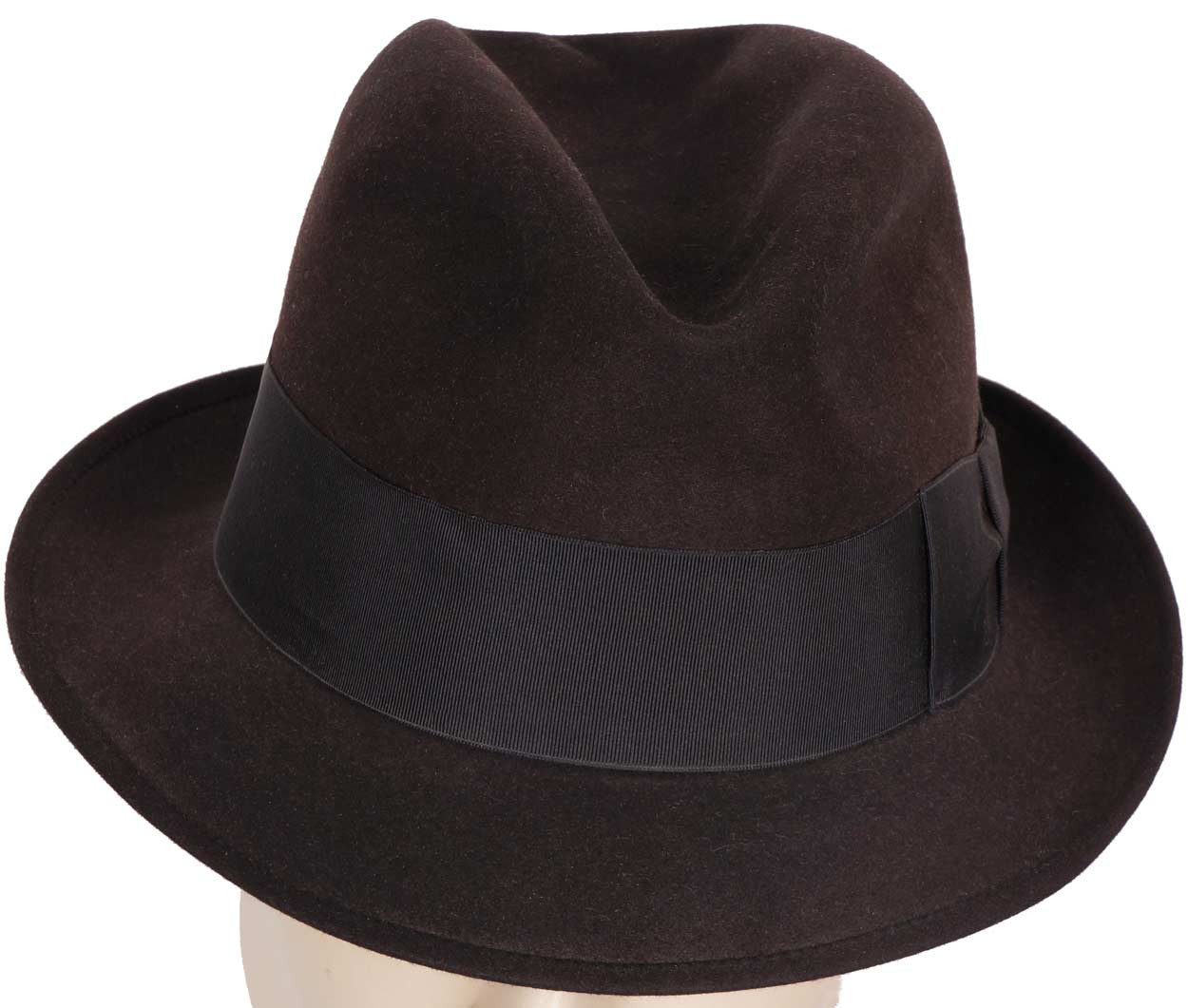 Vintage Borsalino Featherweight Fedora Gran Lusso Club Mens Hat Large Size 7 3/8 - Poppy's Vintage Clothing