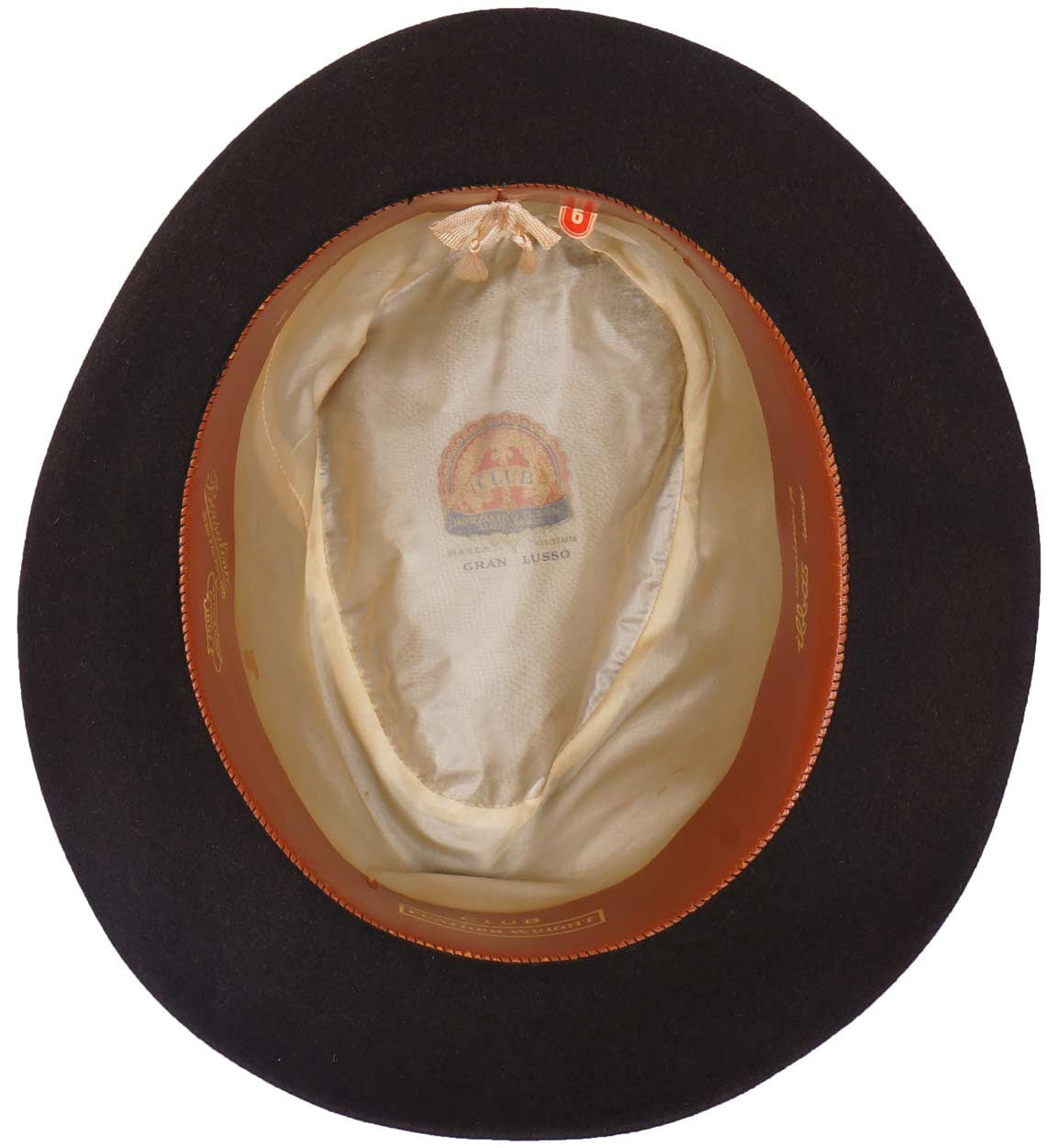 Vintage Borsalino Featherweight Fedora Gran Lusso Club Mens Hat Large Size 7 3/8 - Poppy's Vintage Clothing