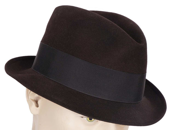 Vintage Borsalino Featherweight Fedora Gran Lusso Club Mens Hat Large Size 7 3/8 - Poppy's Vintage Clothing