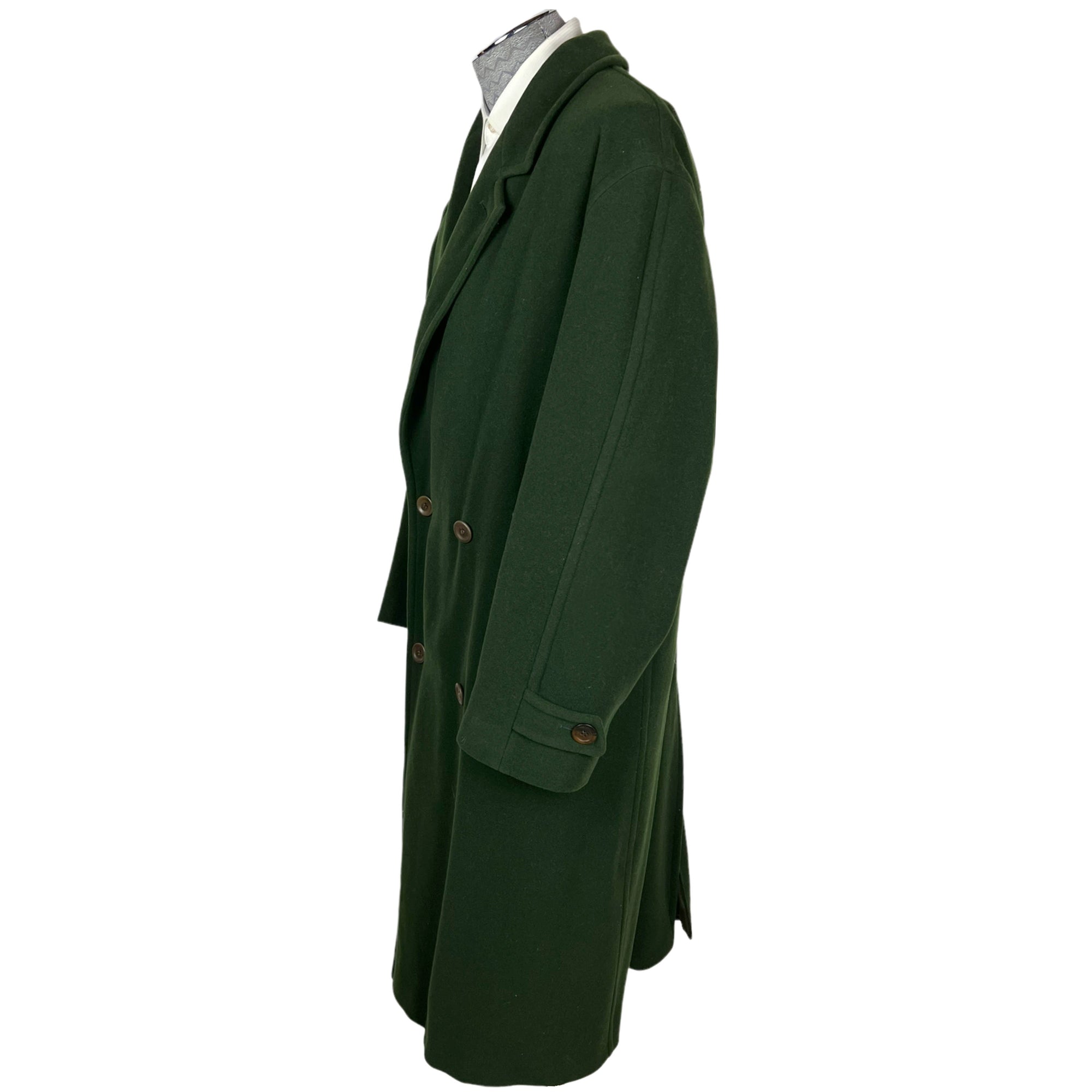 Vintage 1980s Hugo Boss Overcoat Green Wool Cashmere Size XL