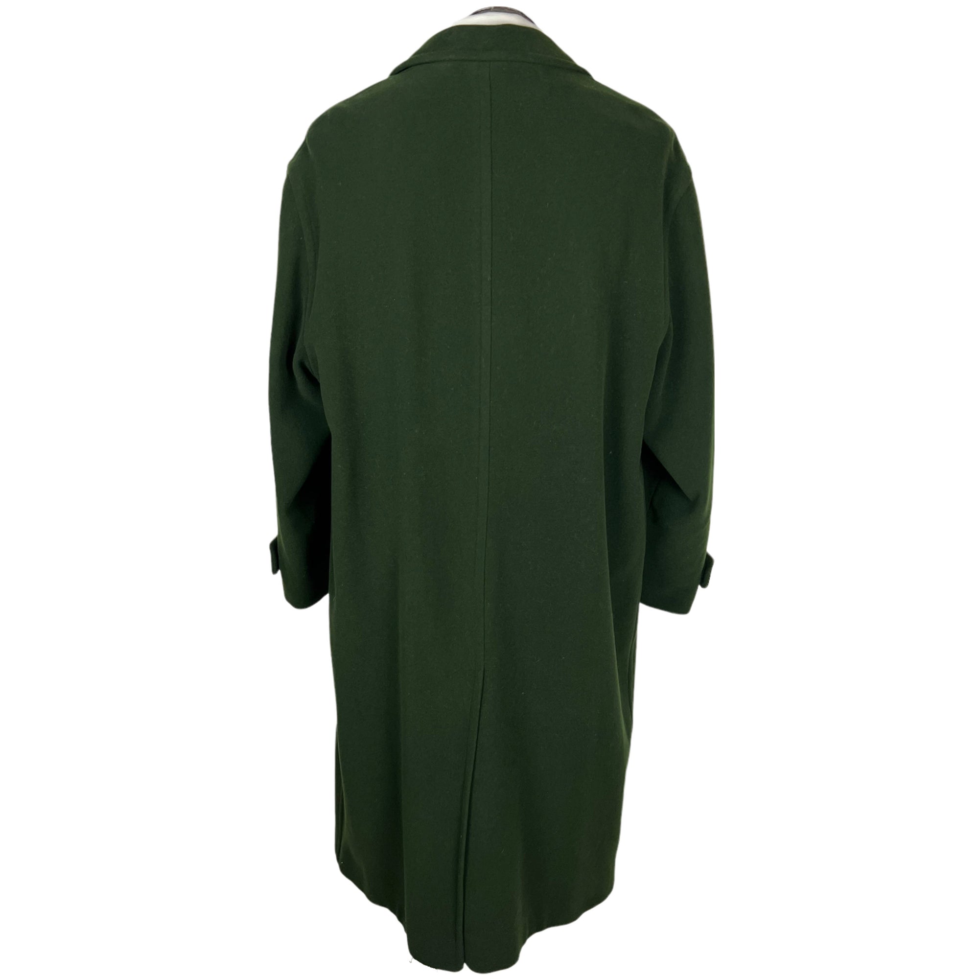 Vintage 1980s Hugo Boss Overcoat Green Wool Cashmere Size XL