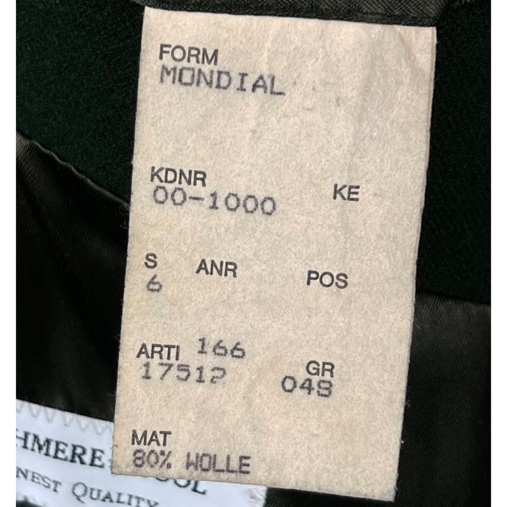 Vintage 1980s Hugo Boss Overcoat Green Wool Cashmere Size XL