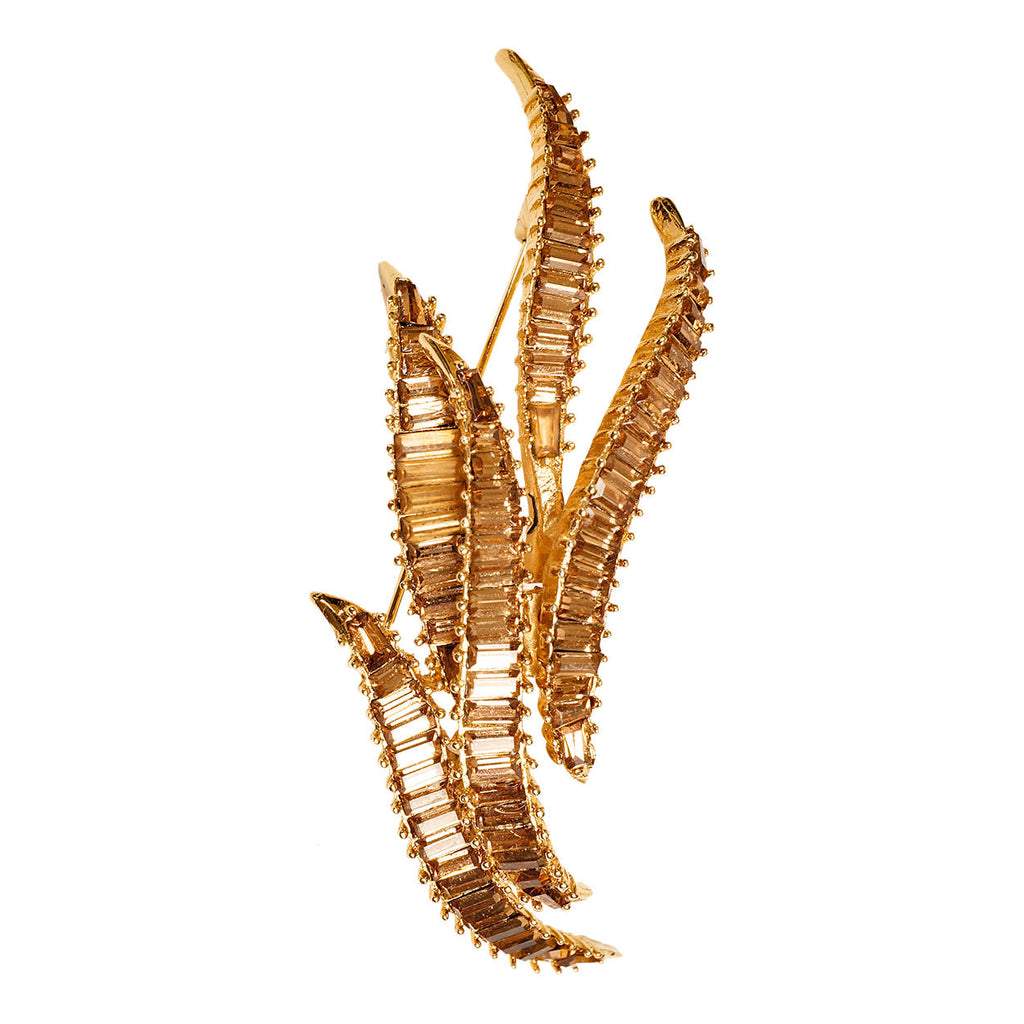 Vintage Marcel Boucher Topaz Rhinestone Brooch &amp; Earrings 9331E Demi Parure - Poppy's Vintage Clothing