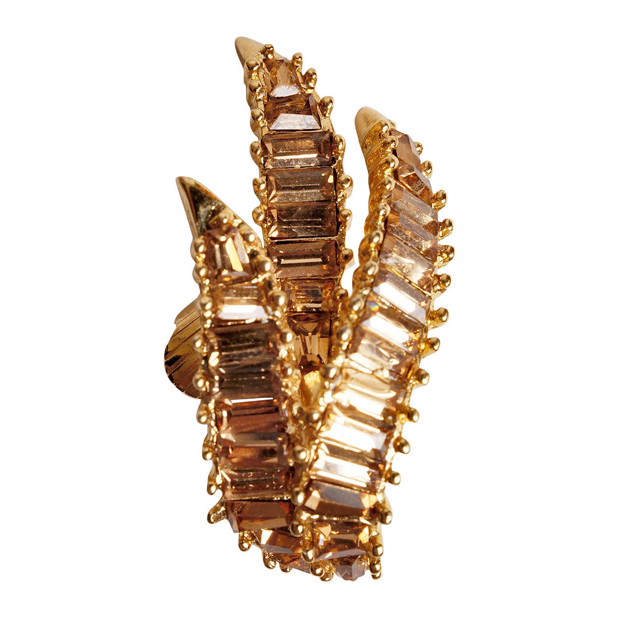 Vintage Marcel Boucher Topaz Rhinestone Brooch &amp; Earrings 9331E Demi Parure - Poppy's Vintage Clothing