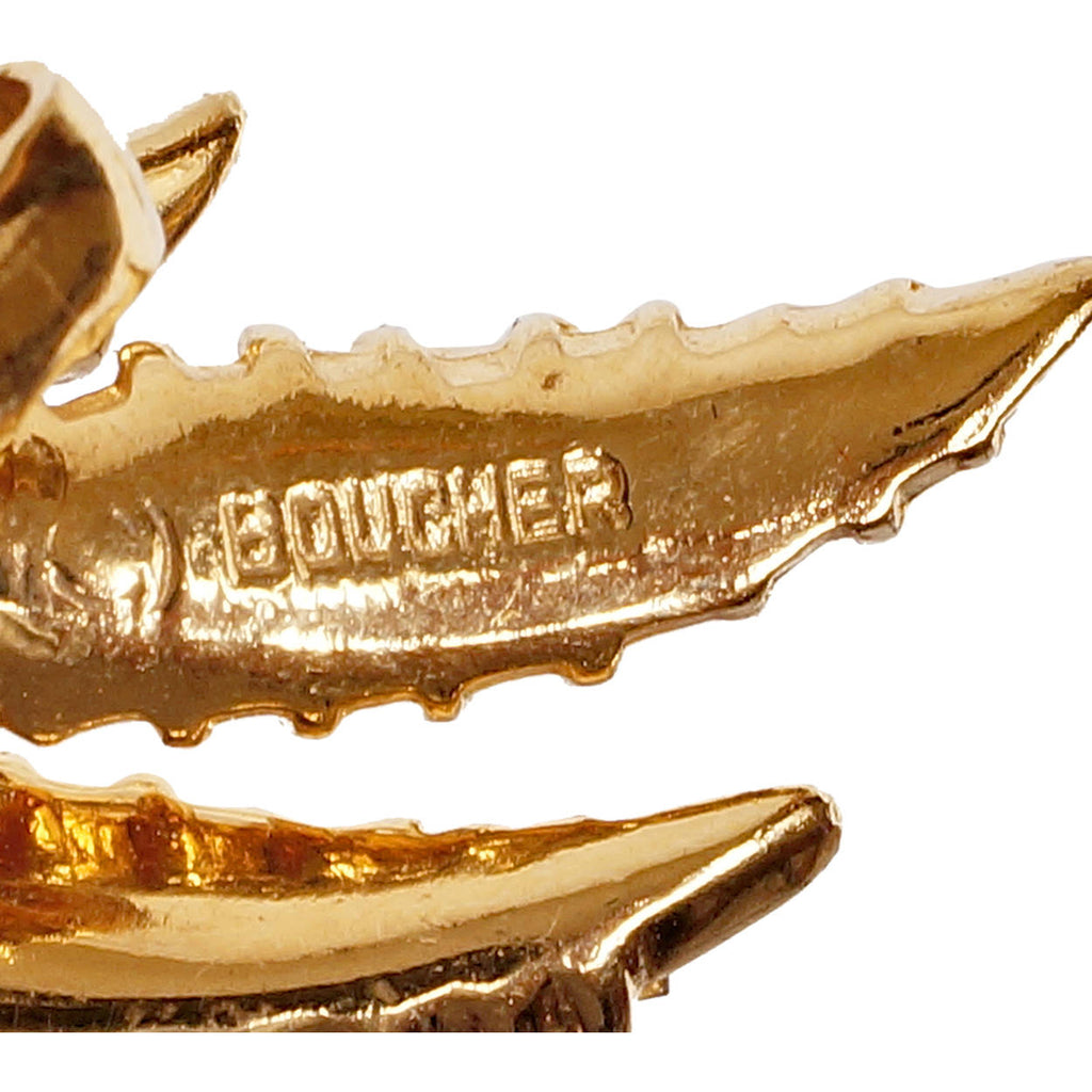 Vintage Marcel Boucher Topaz Rhinestone Brooch &amp; Earrings 9331E Demi Parure - Poppy's Vintage Clothing