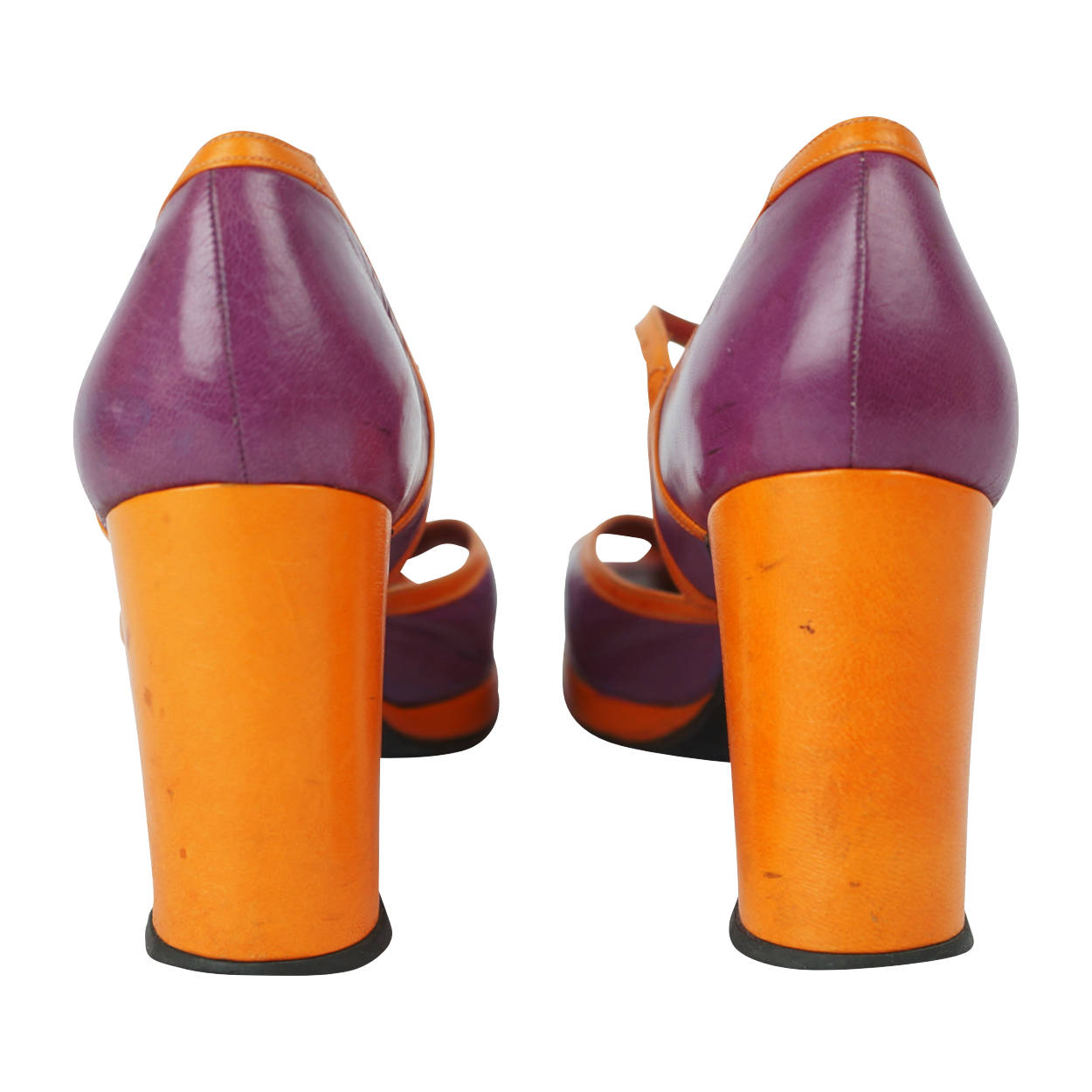 Vintage Chunky Shoes Purple & Orange 70s Platform Size 9 - Poppy's Vintage Clothing