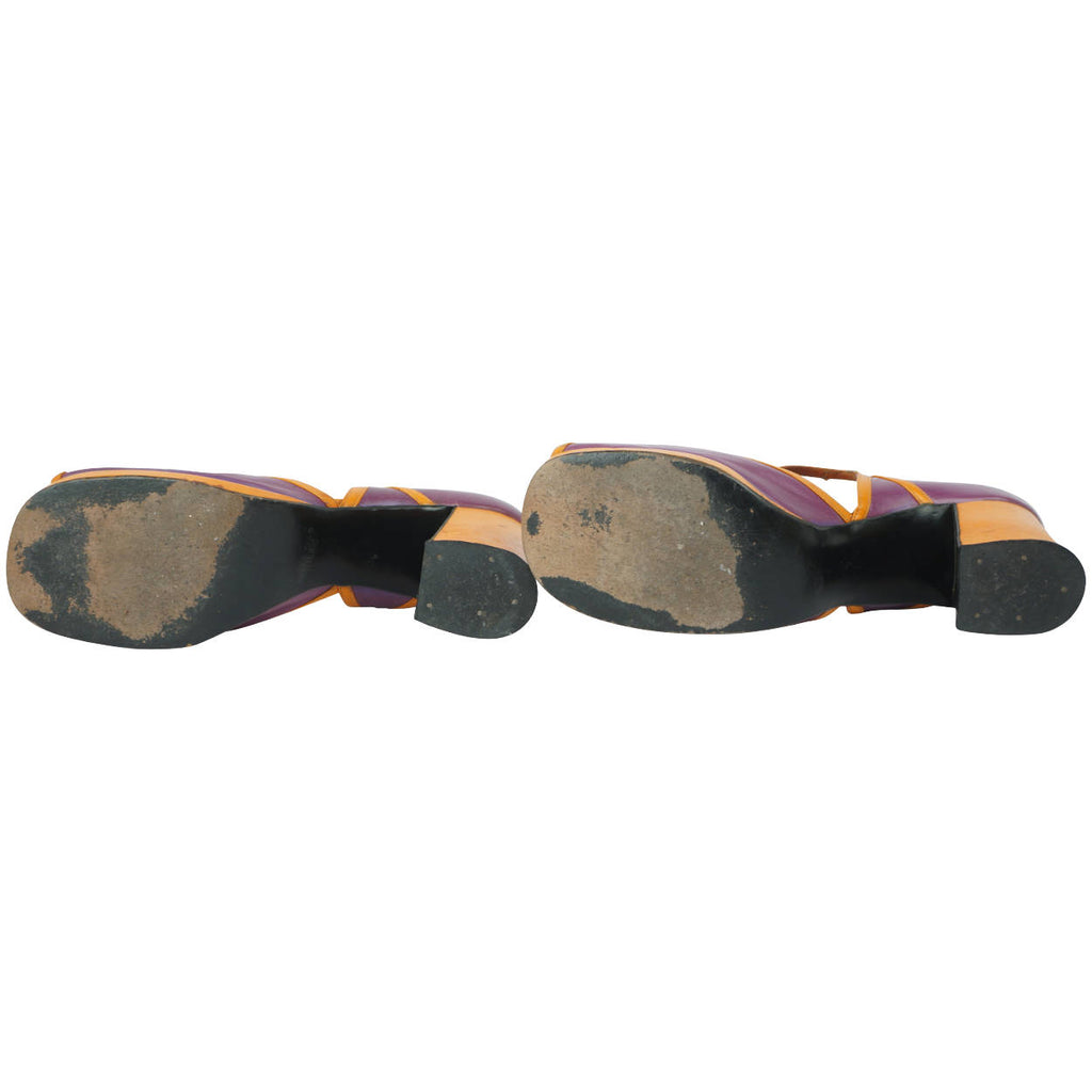 Vintage Chunky Shoes Purple & Orange 70s Platform Size 9 - Poppy's Vintage Clothing