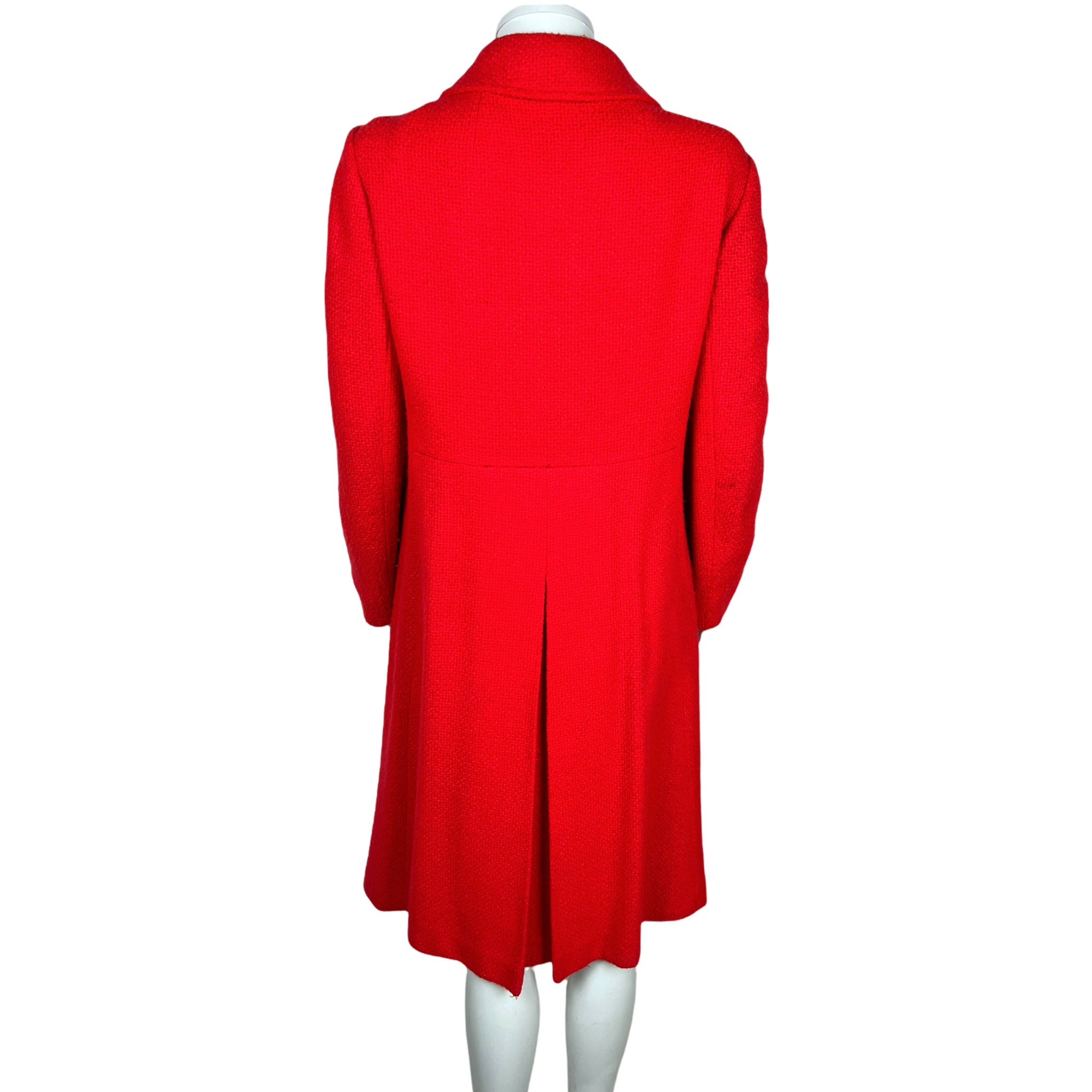 Vintage 1970s Spring Coat Bright Orange Red Acrylic Ladies M
