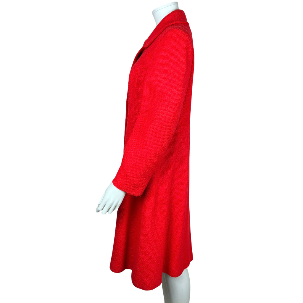 Vintage 1970s Spring Coat Bright Orange Red Acrylic Ladies M