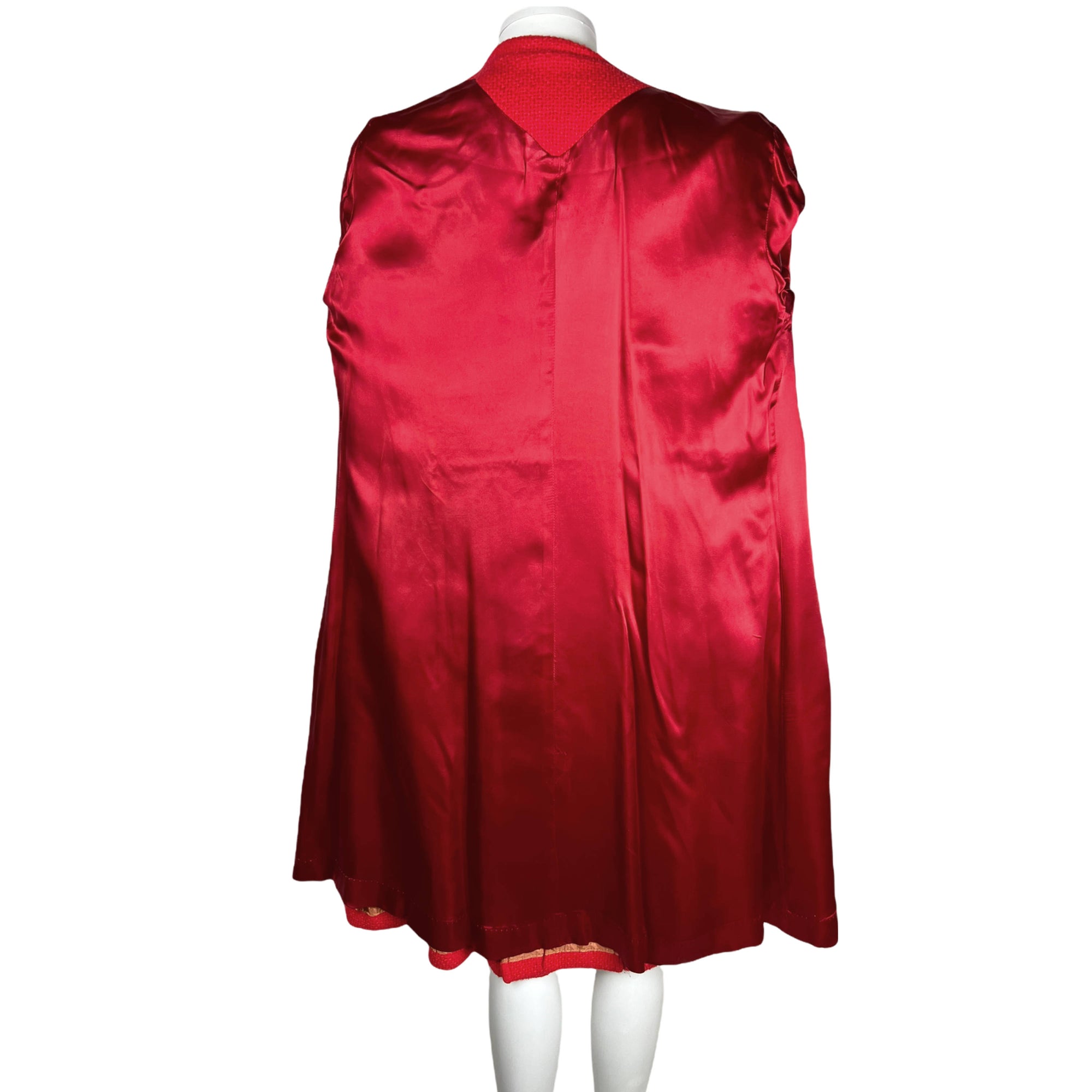 Vintage 1970s Spring Coat Bright Orange Red Acrylic Ladies M