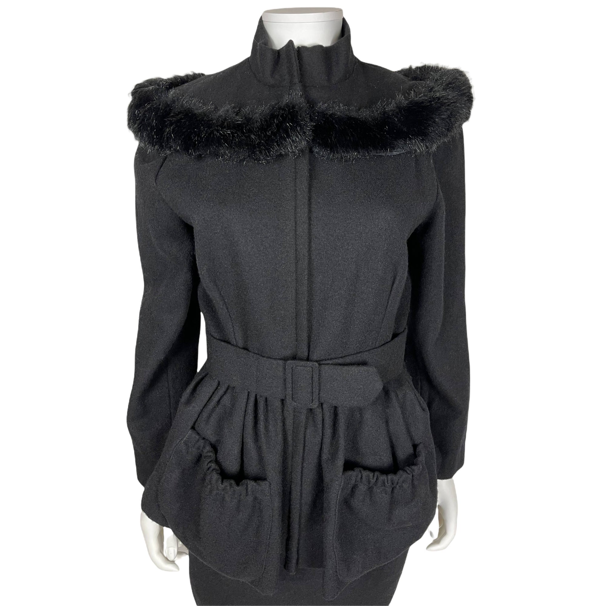 Vintage 1990s Black Wool Ladies Suit Brigitte Masson Paris M