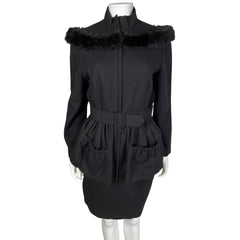Vintage 1990s Black Wool Ladies Suit Brigitte Masson Paris M