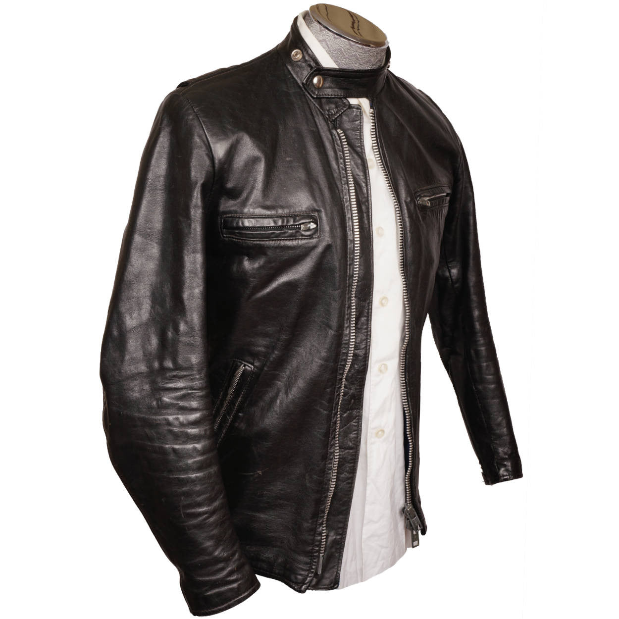 Vintage Brimaco Cafe Racer Leather Motorcycle Jacket 1960s Size Small - Poppy's Vintage Clothing