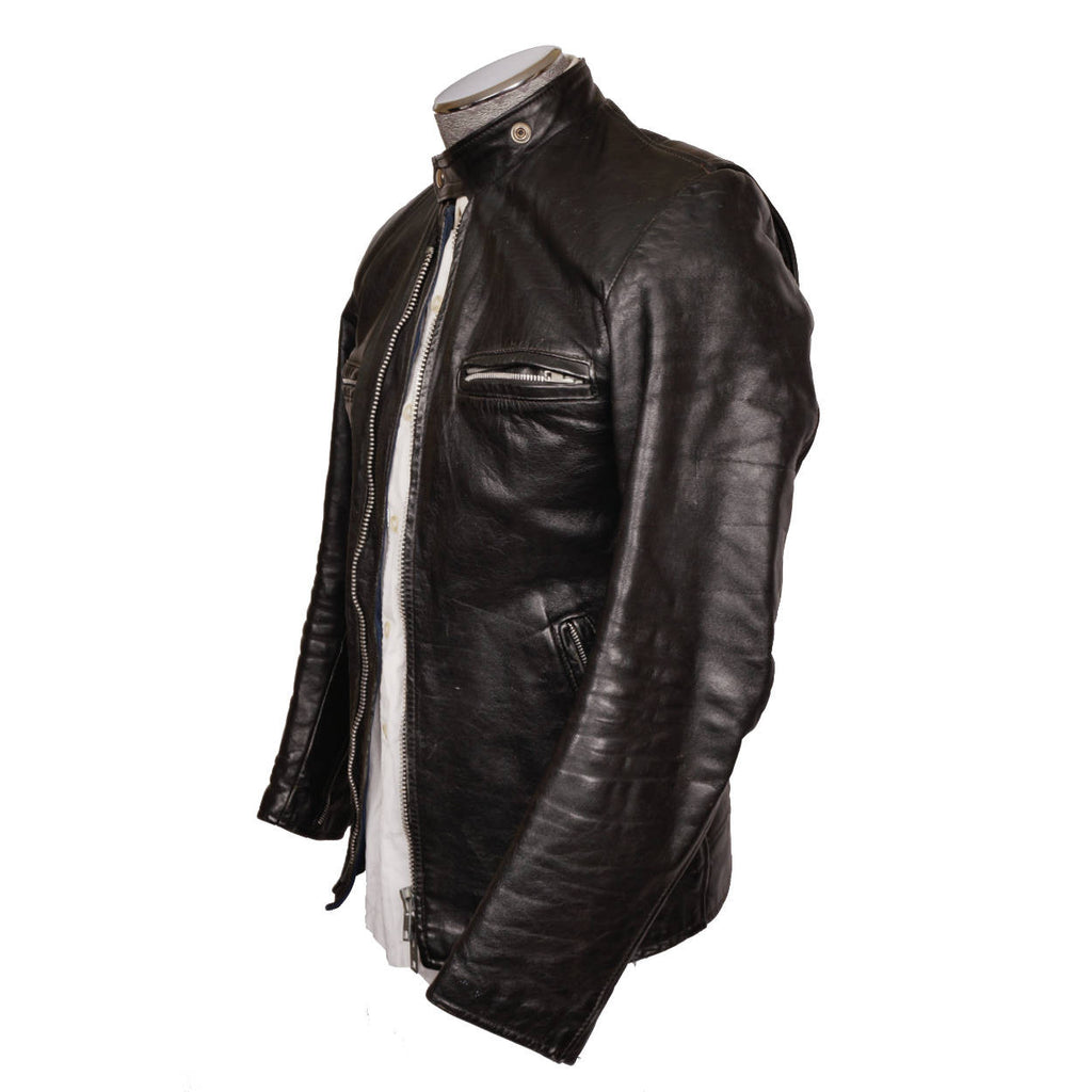 Vintage Brimaco Cafe Racer Leather Motorcycle Jacket 1960s Size Small - Poppy's Vintage Clothing