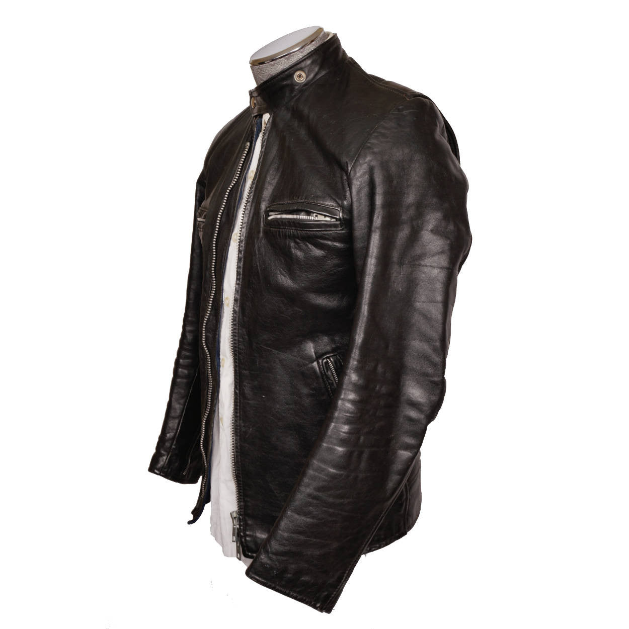 Vintage Brimaco Cafe Racer Leather Motorcycle Jacket 1960s Size Small - Poppy's Vintage Clothing