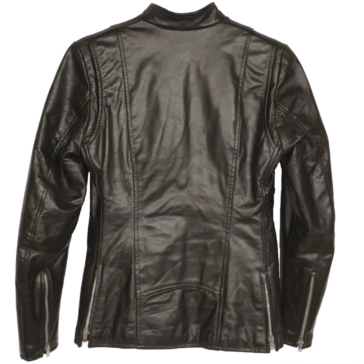 Vintage Brimaco Cafe Racer Black Leather Motorcycle Jacket 1960s Ladies Small - Poppy's Vintage Clothing