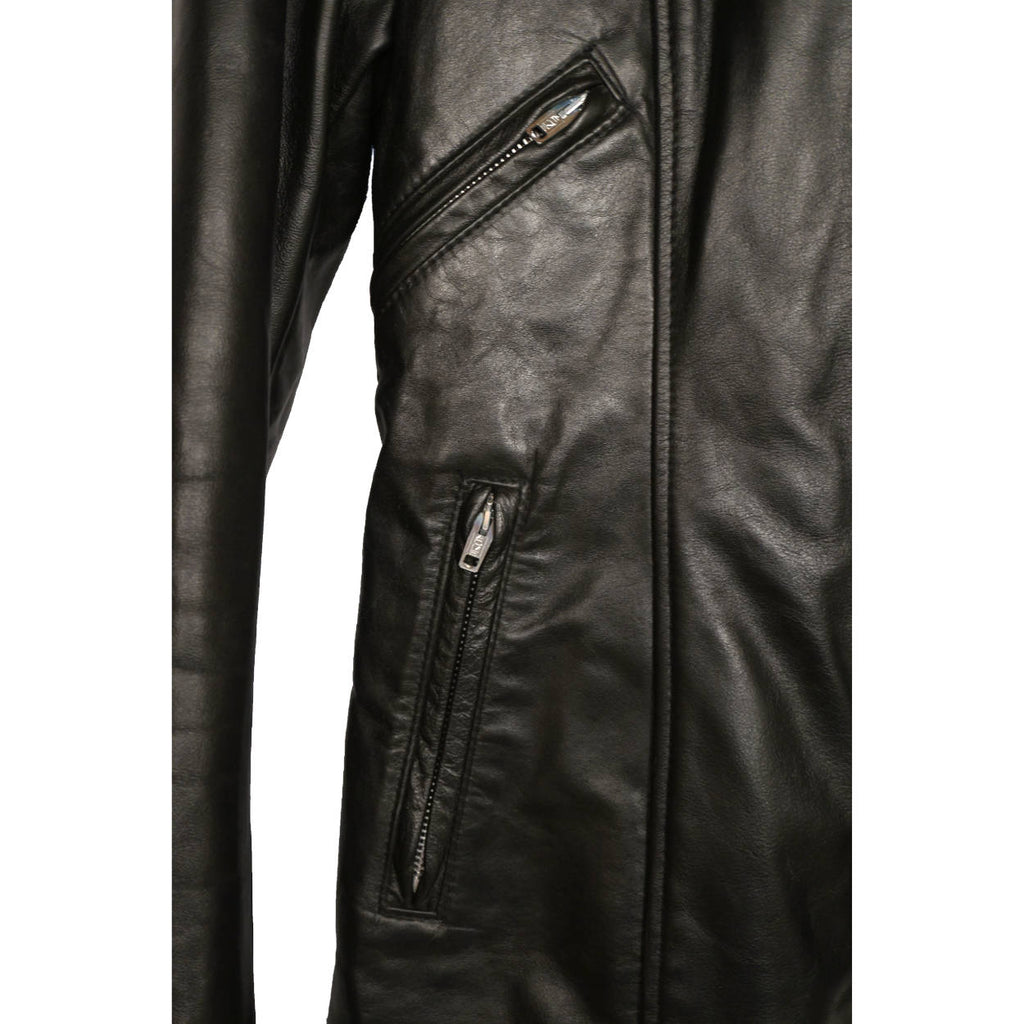 Vintage Brimaco Cafe Racer Black Leather Motorcycle Jacket 1960s Ladies Small - Poppy's Vintage Clothing