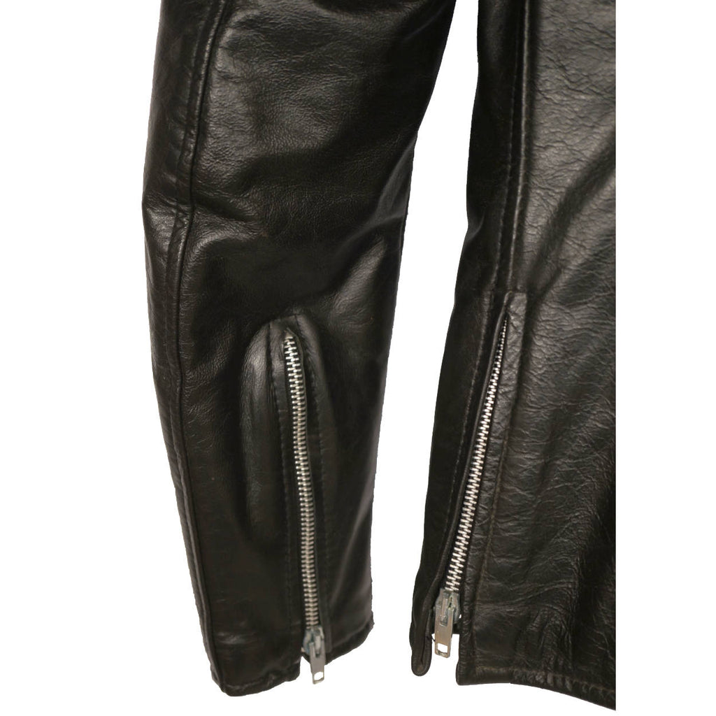 Vintage Brimaco Cafe Racer Black Leather Motorcycle Jacket 1960s Ladies Small - Poppy's Vintage Clothing