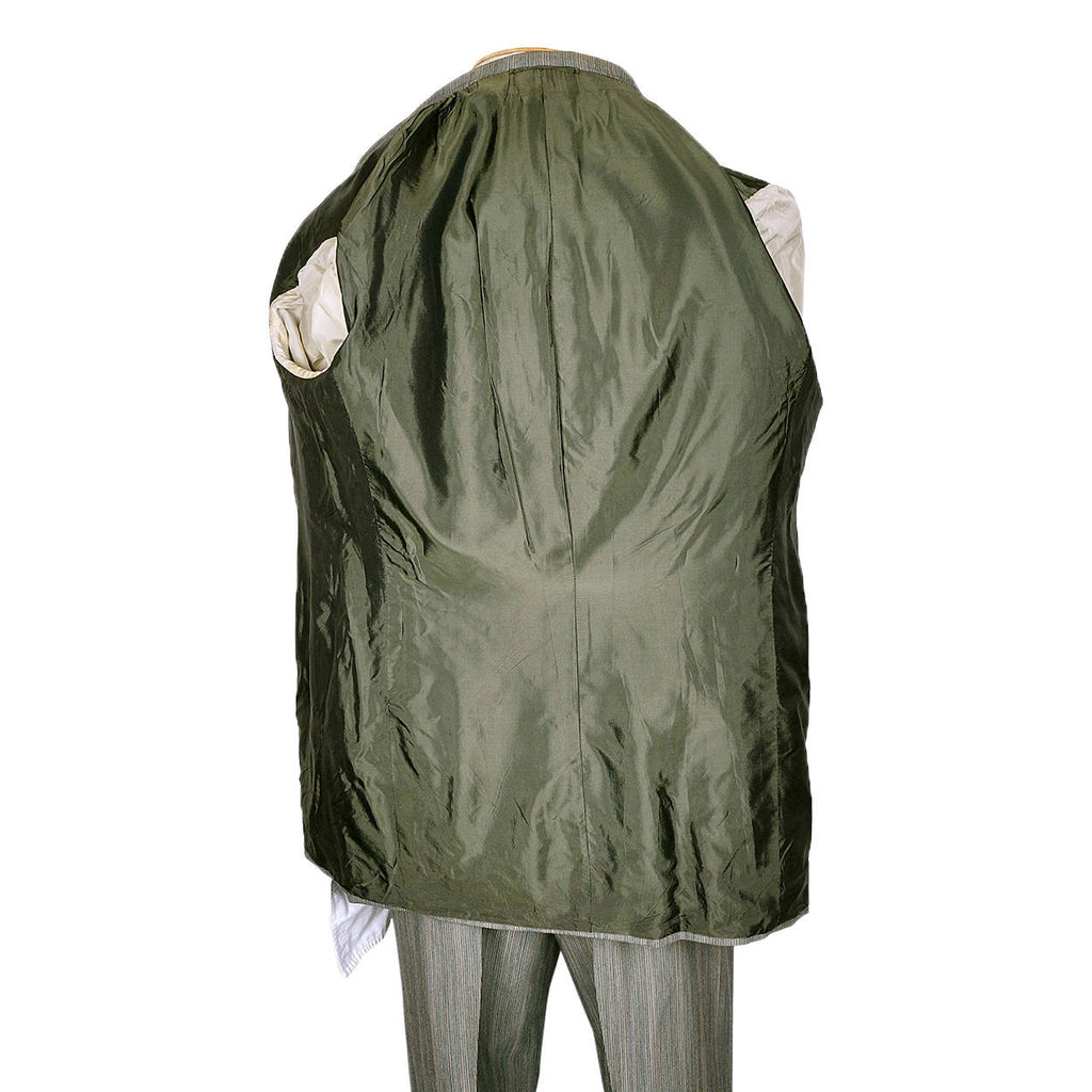 Vintage 70s Brioni Mens Suit Green Pinstripe Italian Tailoring Size M - Poppy's Vintage Clothing