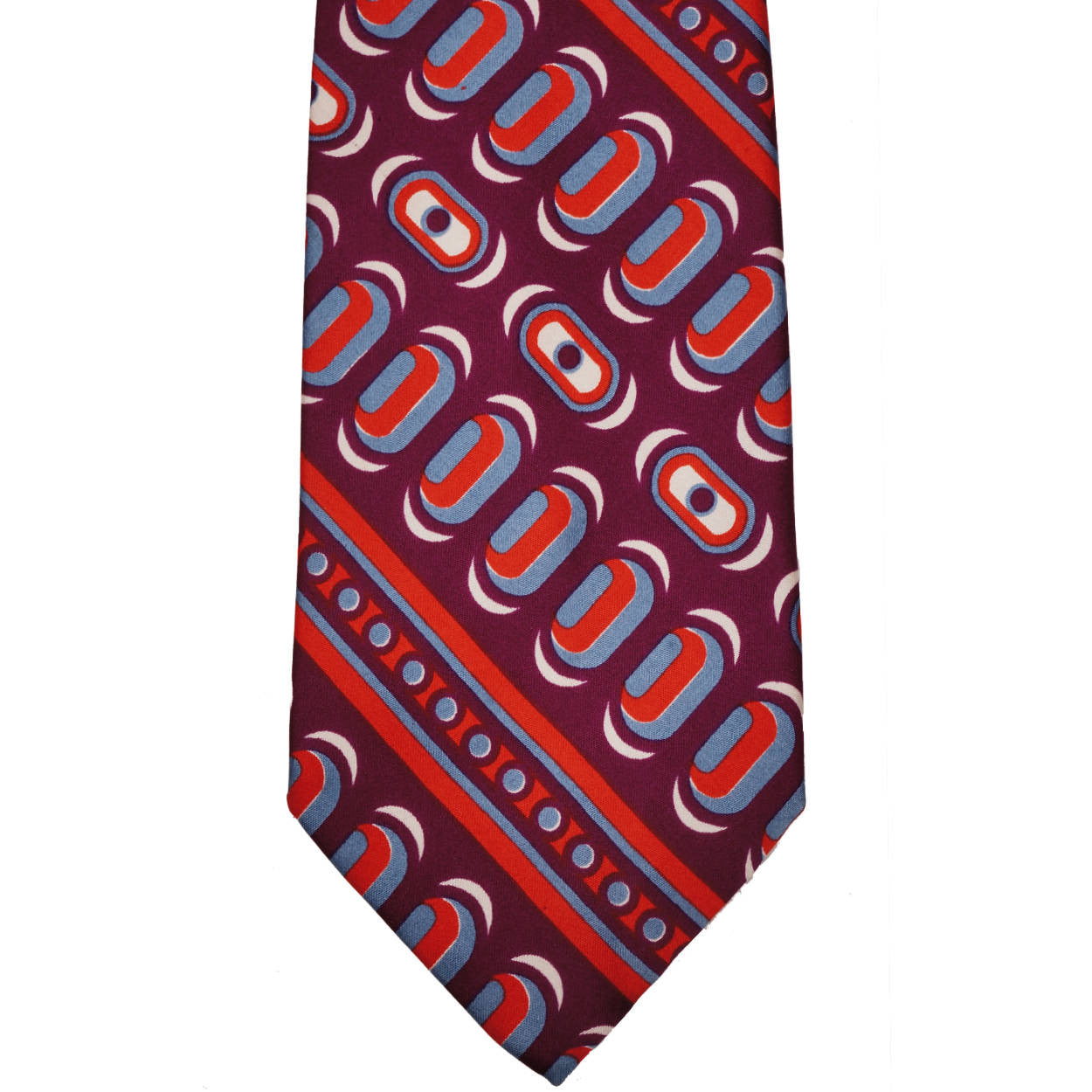 Vintage 1970s Brioni Rome Abstract Pattern Silk Necktie Mens Tie - Poppy's Vintage Clothing