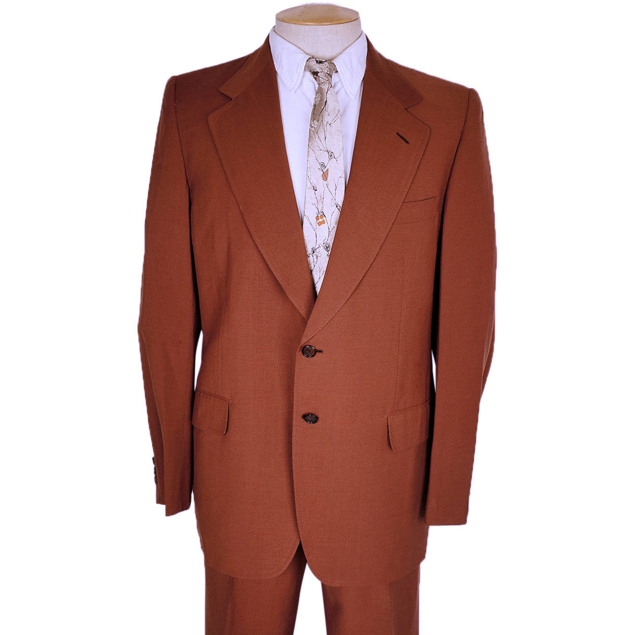 Vintage 70s Brioni Mens Suit Brown Mohair Wool Italian Tailoring Size 42 L - Poppy's Vintage Clothing