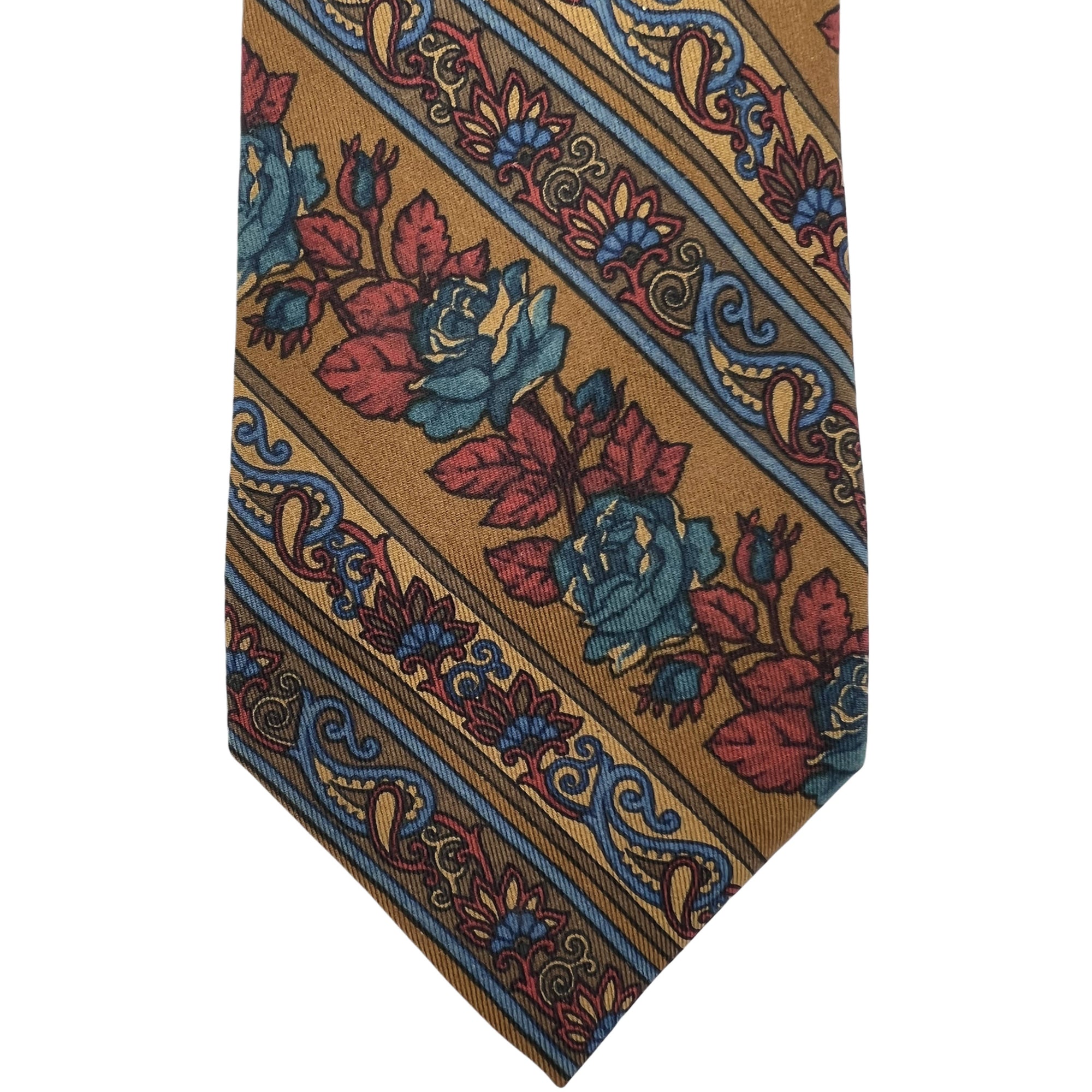 Vintage Brioni Tie Floral Striped Silk Necktie Made in Italy