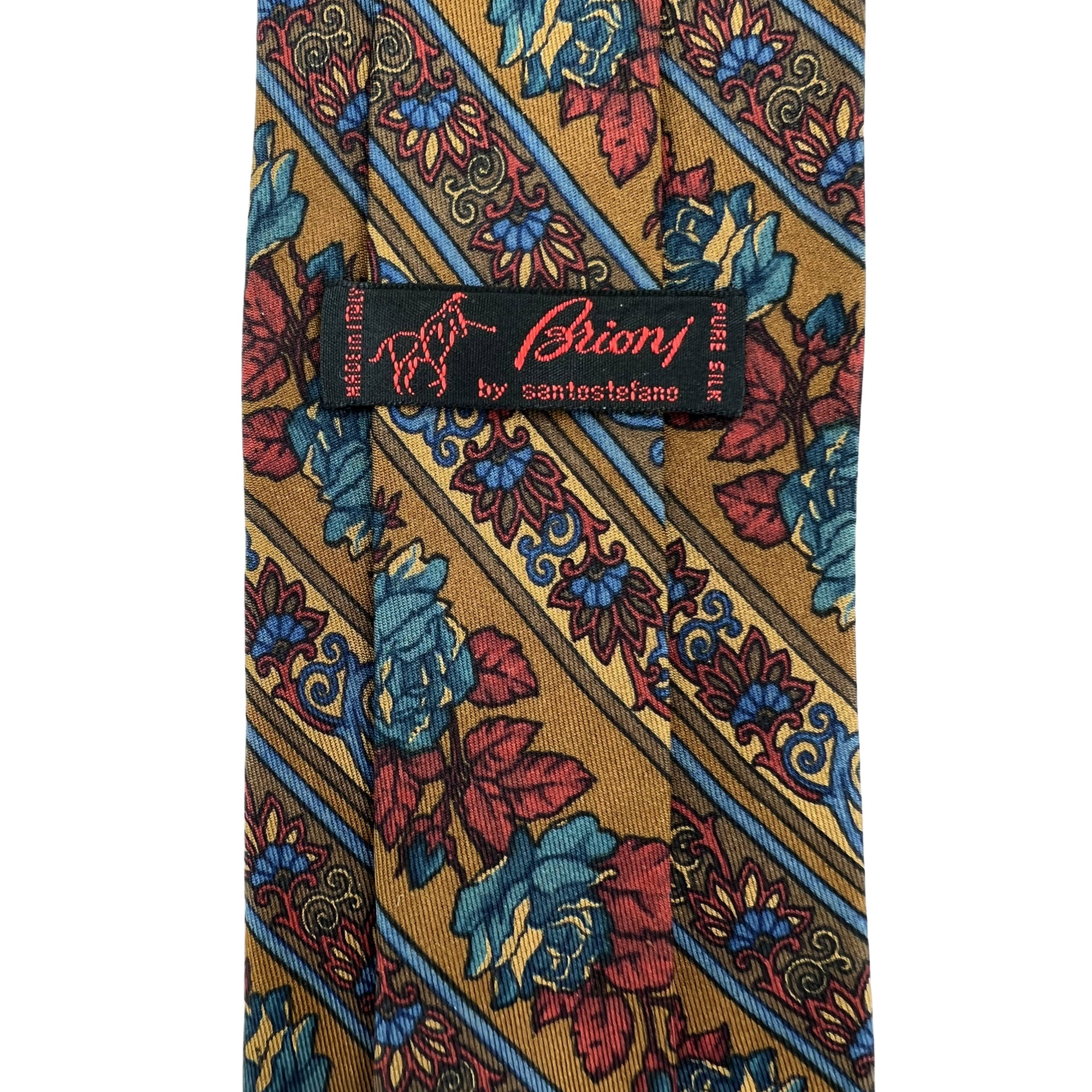 Vintage Brioni Tie Floral Striped Silk Necktie Made in Italy