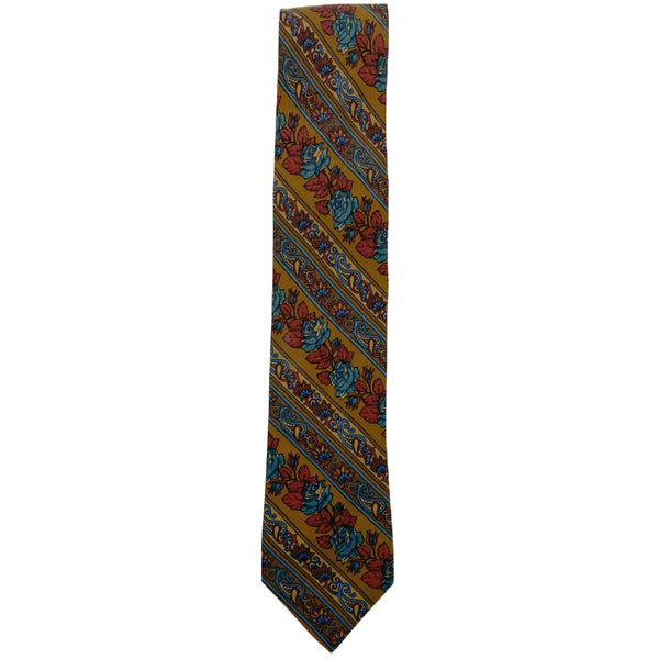 Vintage Brioni Tie Floral Striped Silk Necktie Made in Italy
